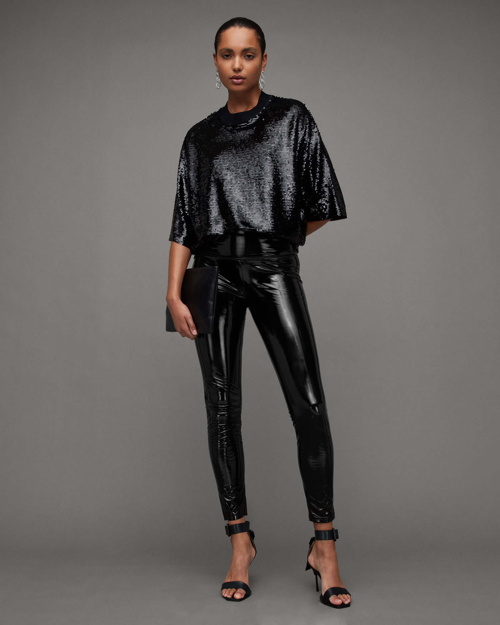 AllSaints Cora Shine Leather-Look Leggings