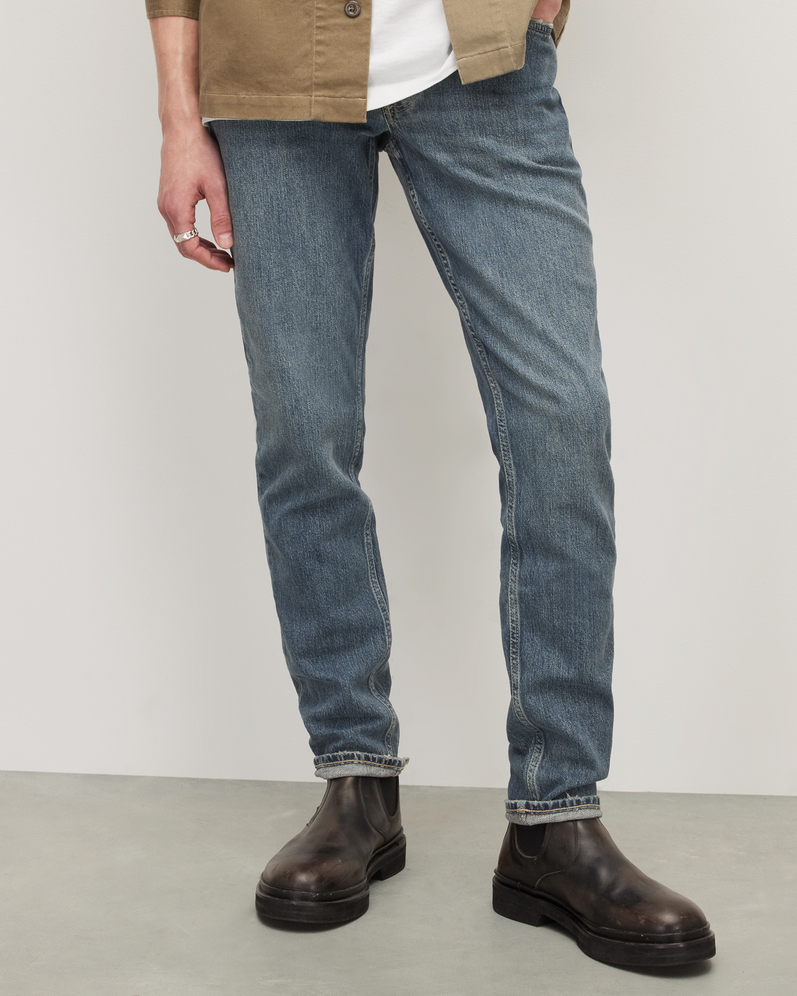 Allsaints Rex Slim Fit Soft Stretch Denim Jeans,, Tinted Indigo, Size: 28/L30