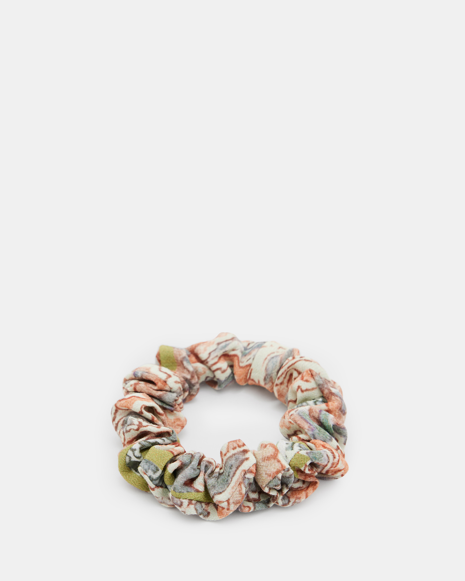 AllSaints Cascade Mini Printed Scrunchie,, SPRING GREEN