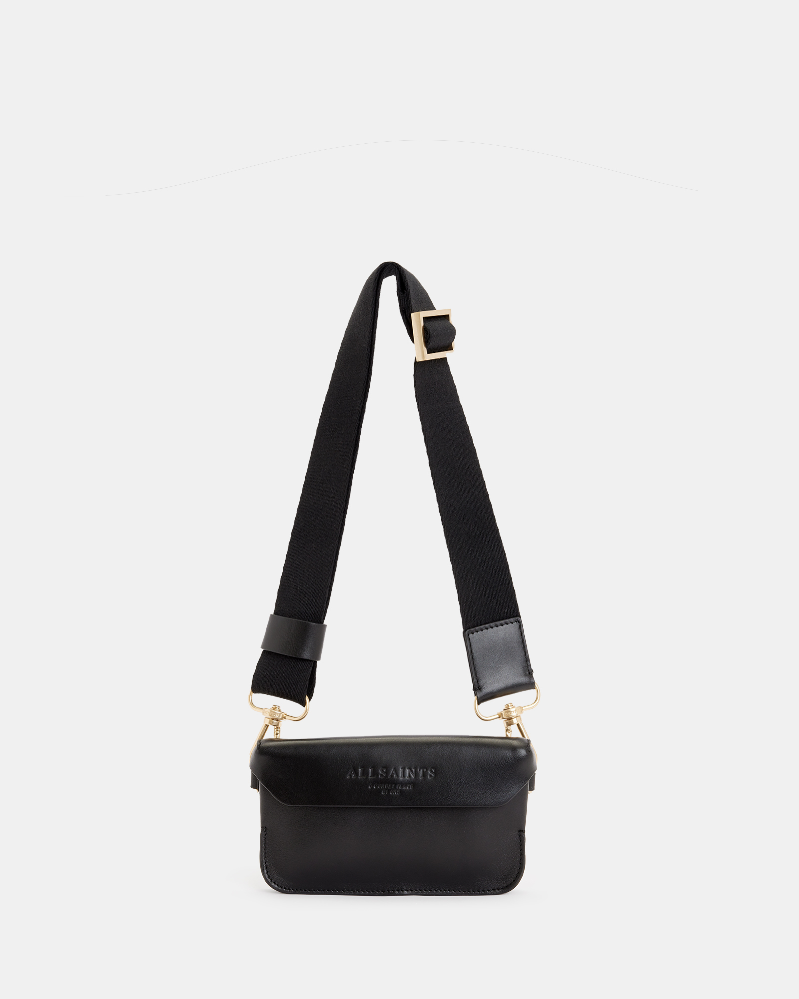 AllSaints Zoe Leather Adjustable Crossbody Bag,, Black