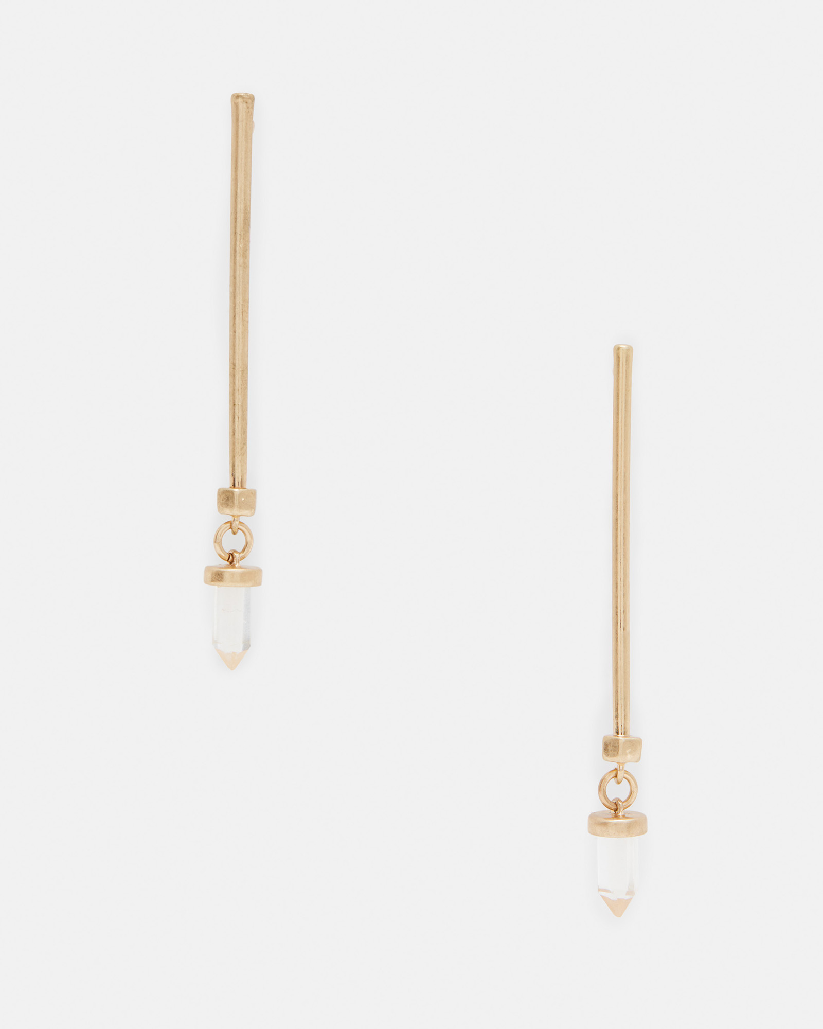 AllSaints Eryka Crystal Pendant Drop Bar Earrings,, WARM BRASS/CRYSTAL