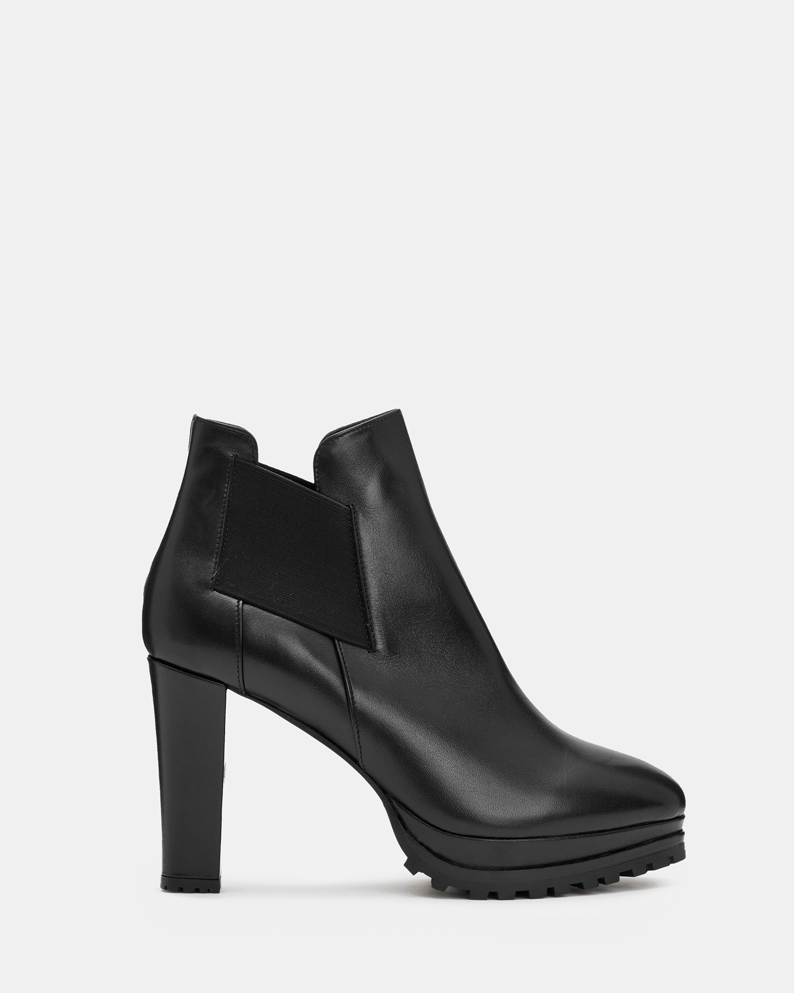 AllSaints Sarris Heeled Leather Boots,, Black