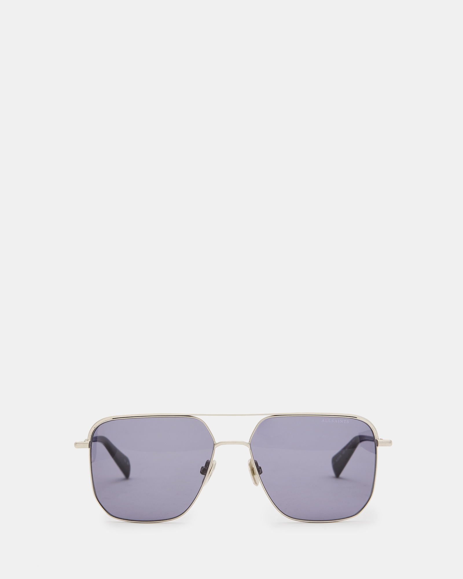 AllSaints Swift Navigator Sunglasses,, SILVER/GLOSS BLACK