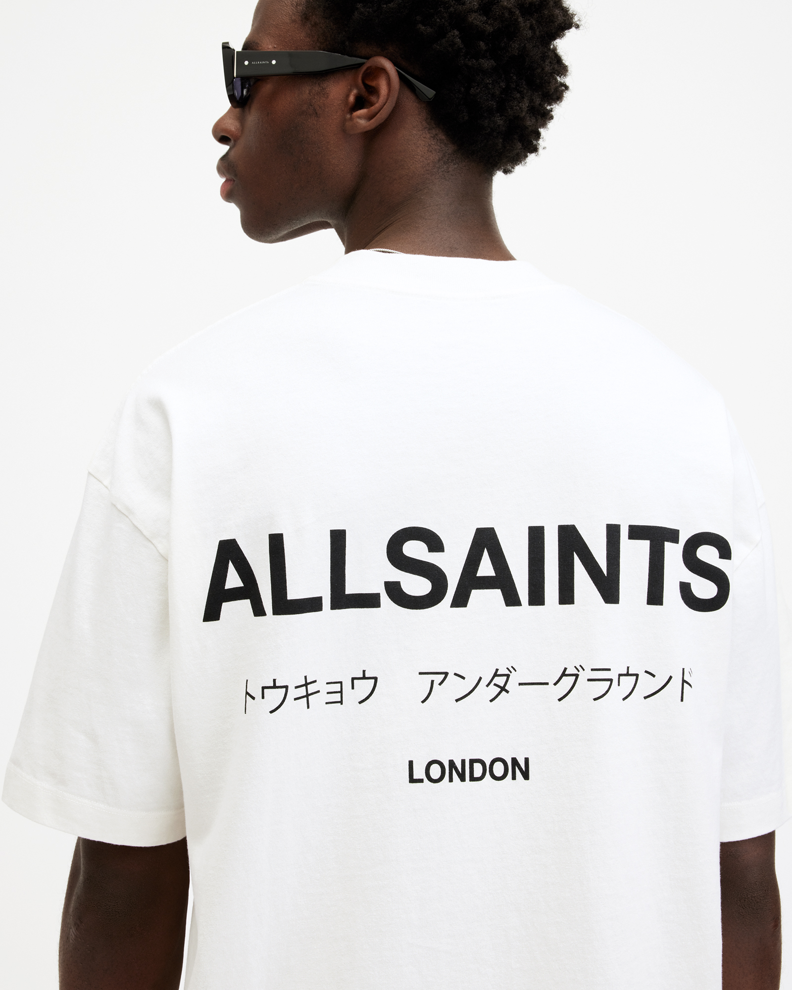 AllSaints Underground Oversized Crew T-Shirt,, ASHEN WHITE