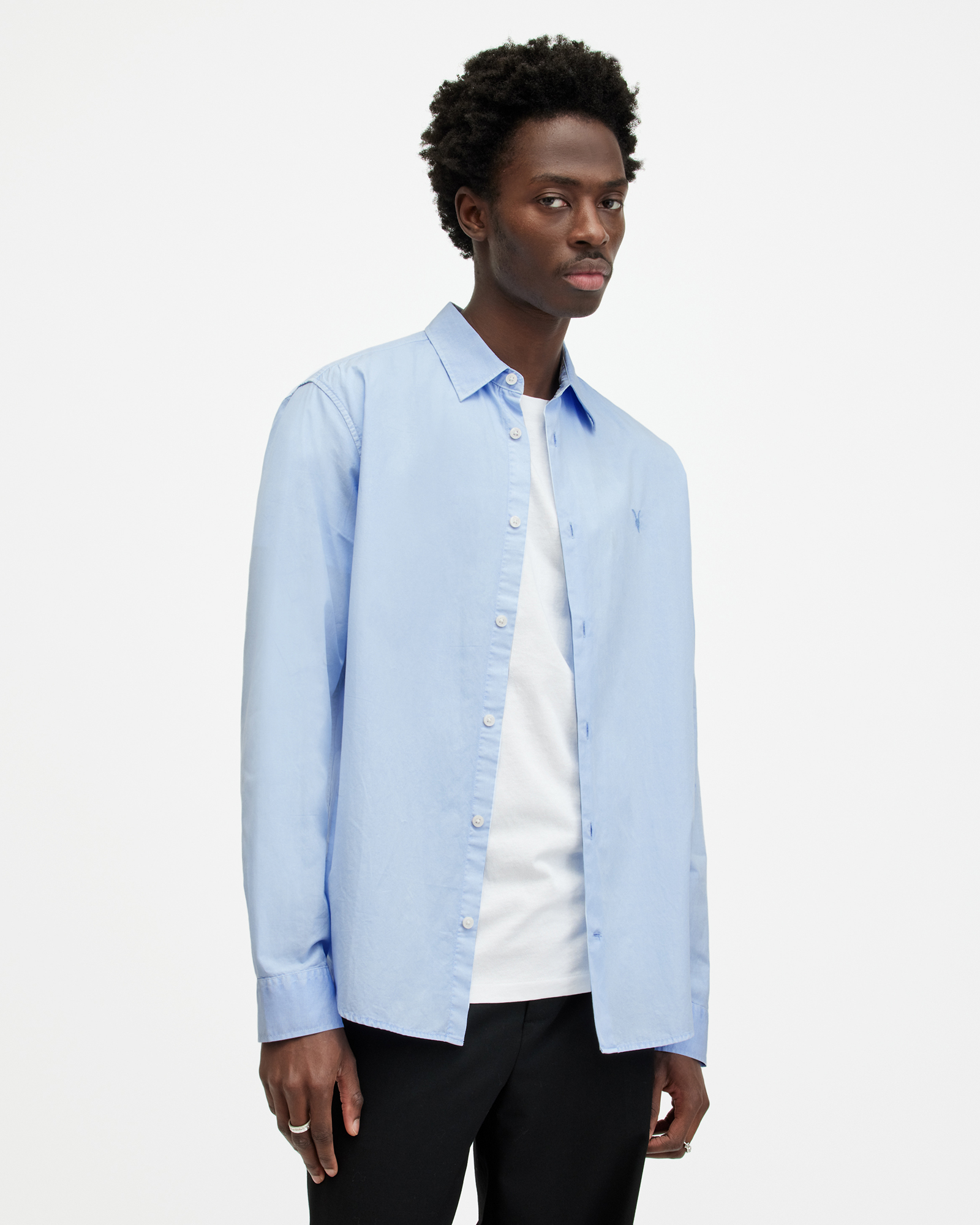 AllSaints Tahoe Garment Dyed Relaxed Fit Shirt,, BETHEL BLUE