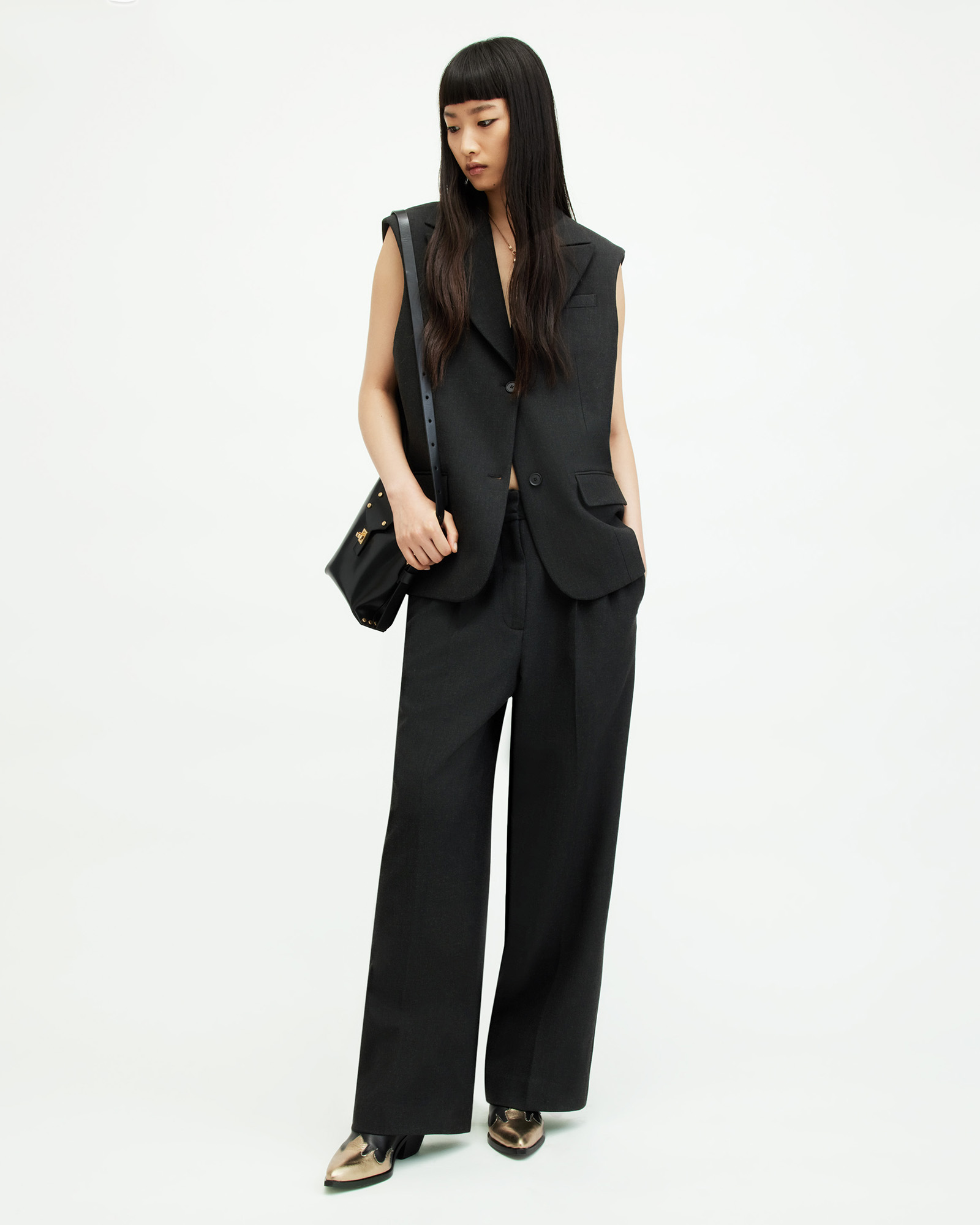 AllSaints Sammey Wide Leg Relaxed Fit Trousers