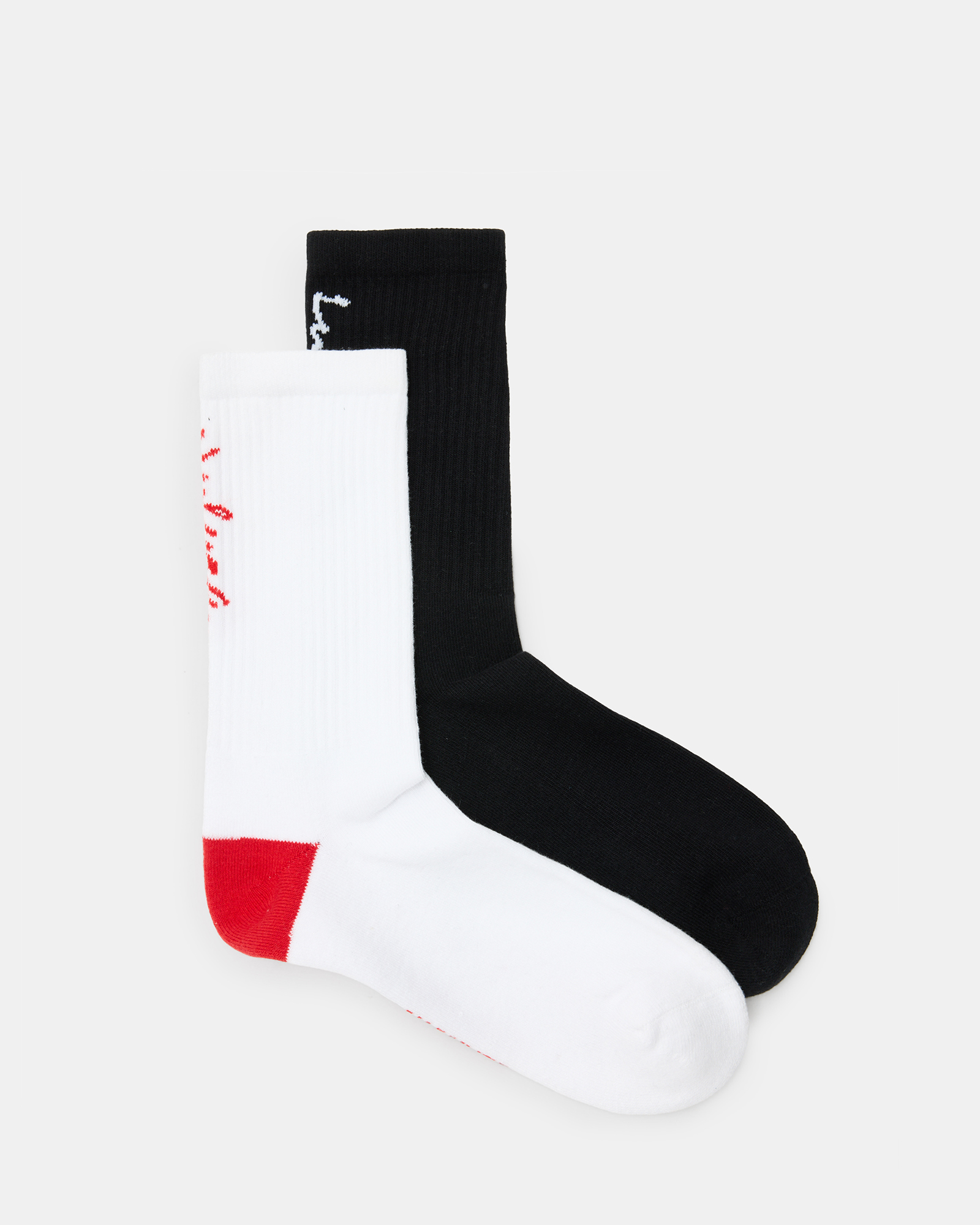 Allsaints Unlucky Lucky Jacquard Socks 2 Pack In Black/white/red