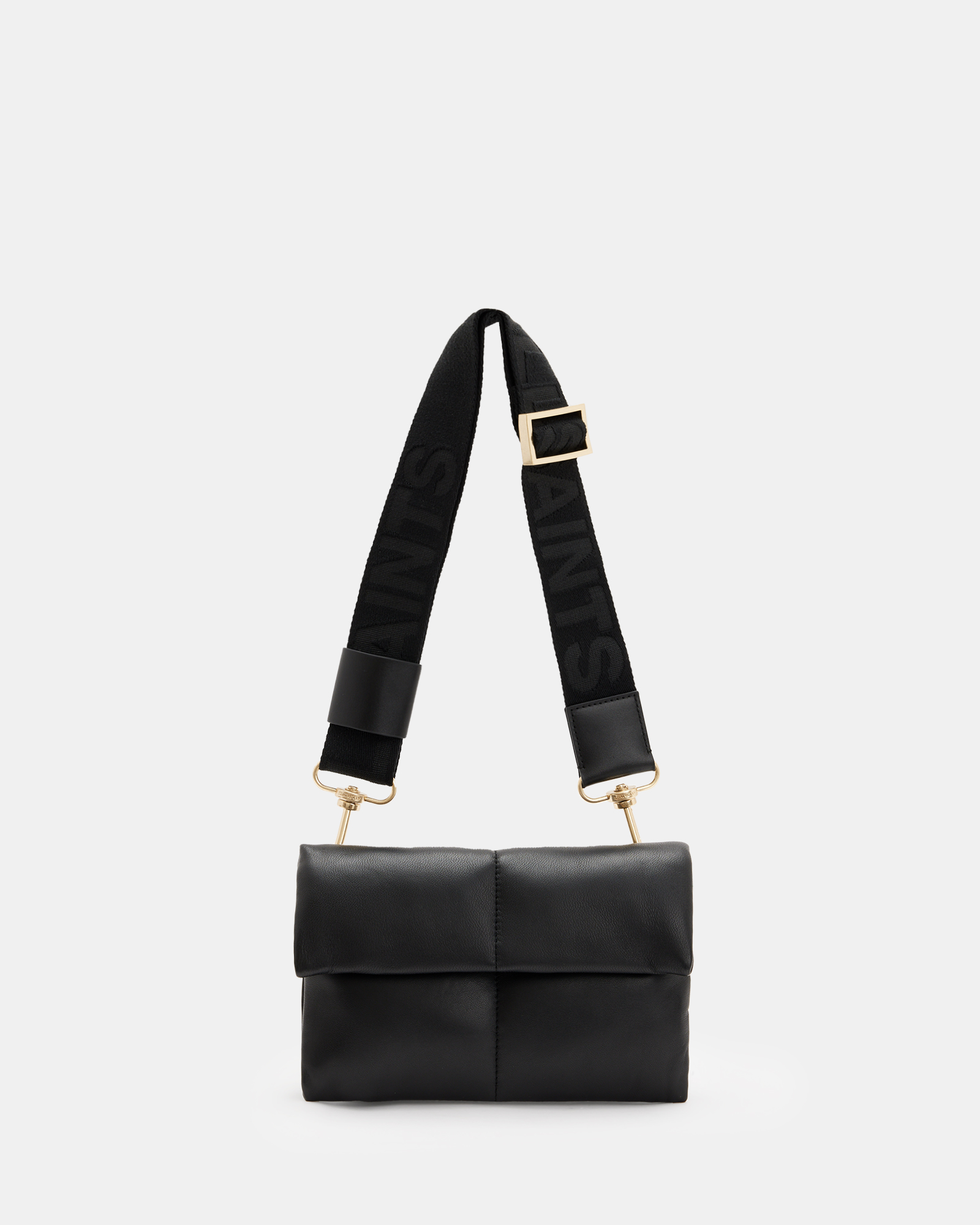 AllSaints Ezra Leather Quilted Crossbody Bag,, Black