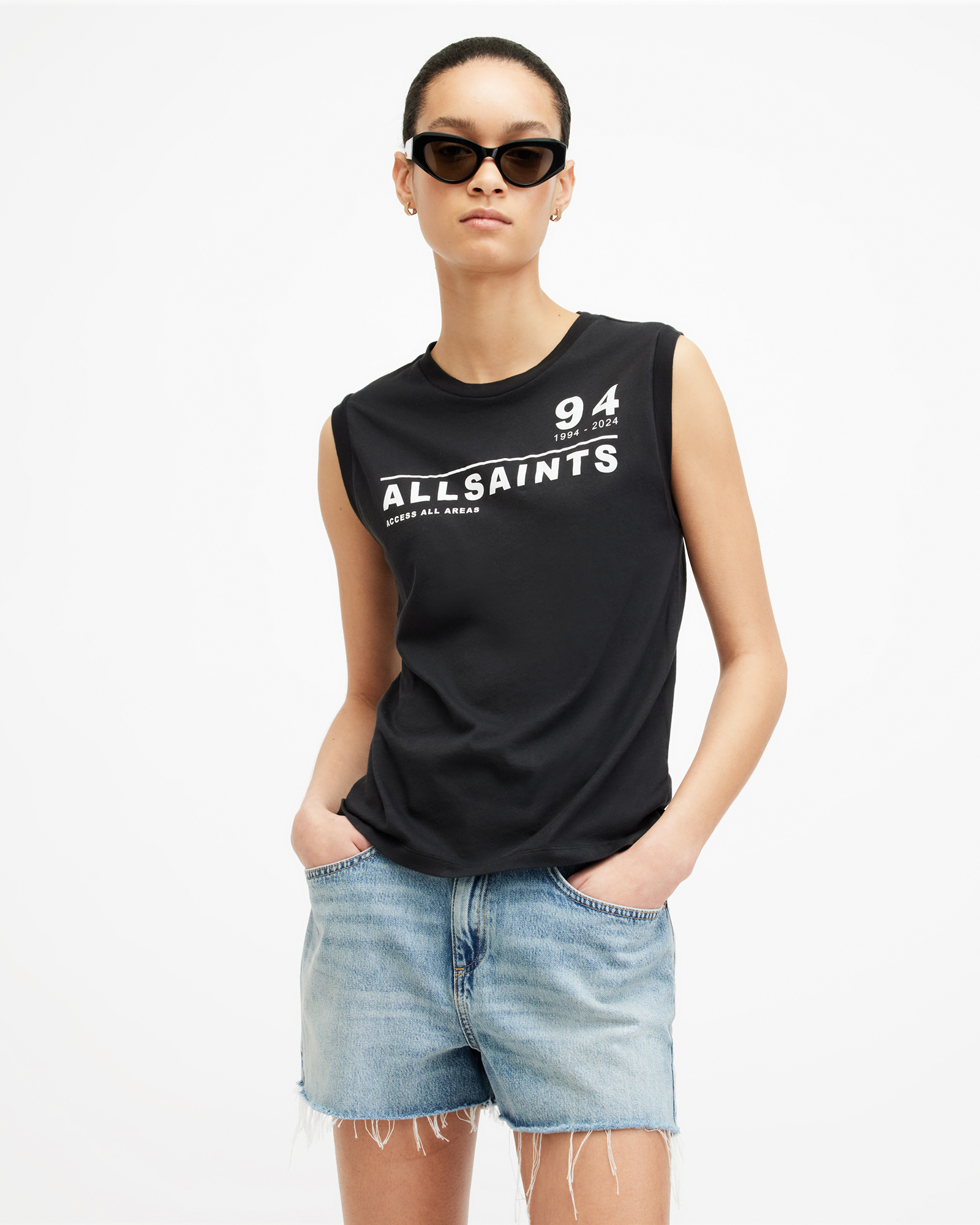 AllSaints Access Relaxed Fit Imogen Tank Top,, Black, Size:
