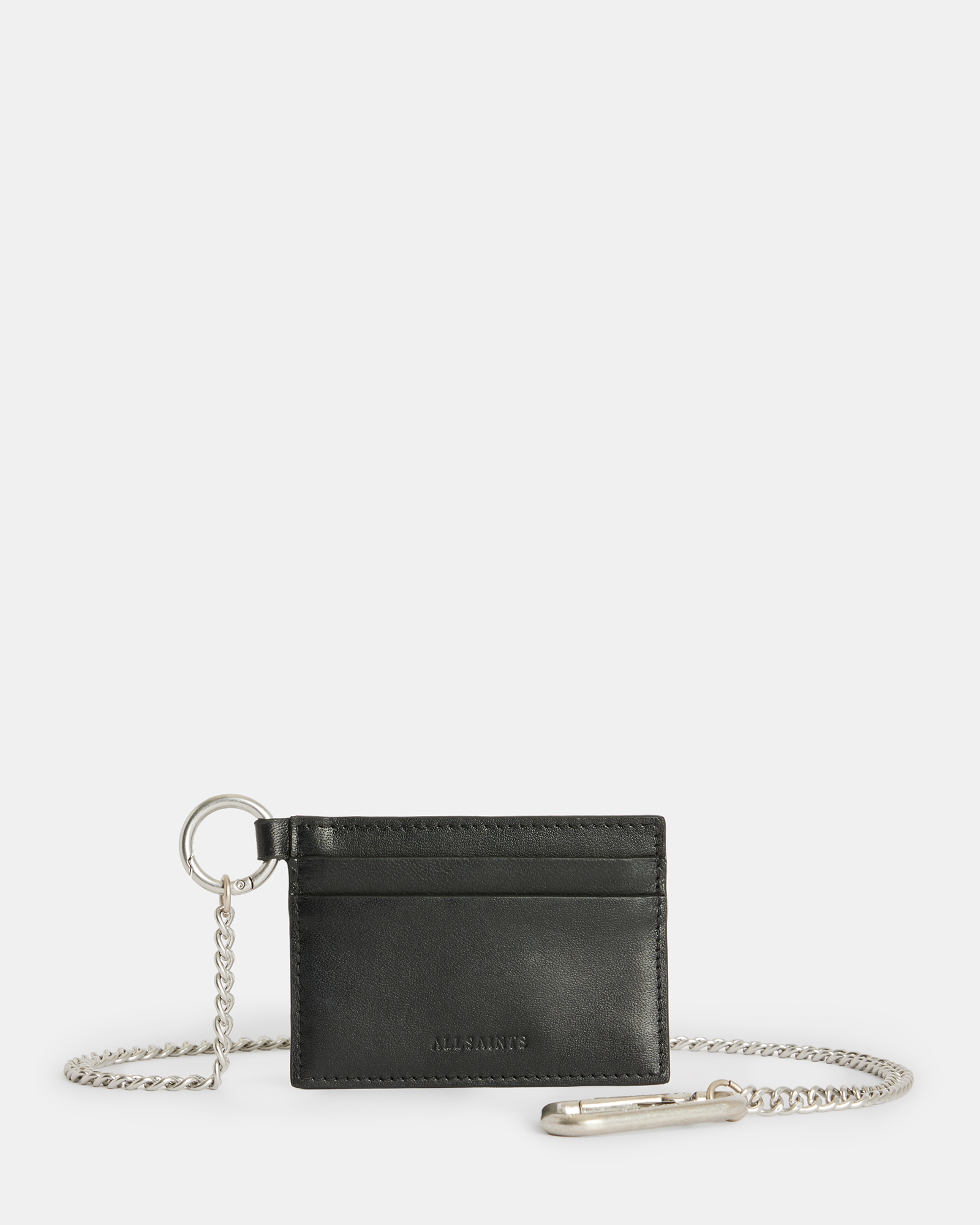 AllSaints Makoto Chain Leather Cardholder Wallet,, Black