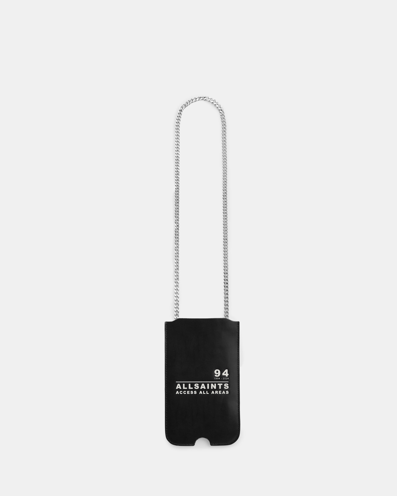 AllSaints Cybele Mini Logo Leather Phone Holder,, Black, Size: One Size