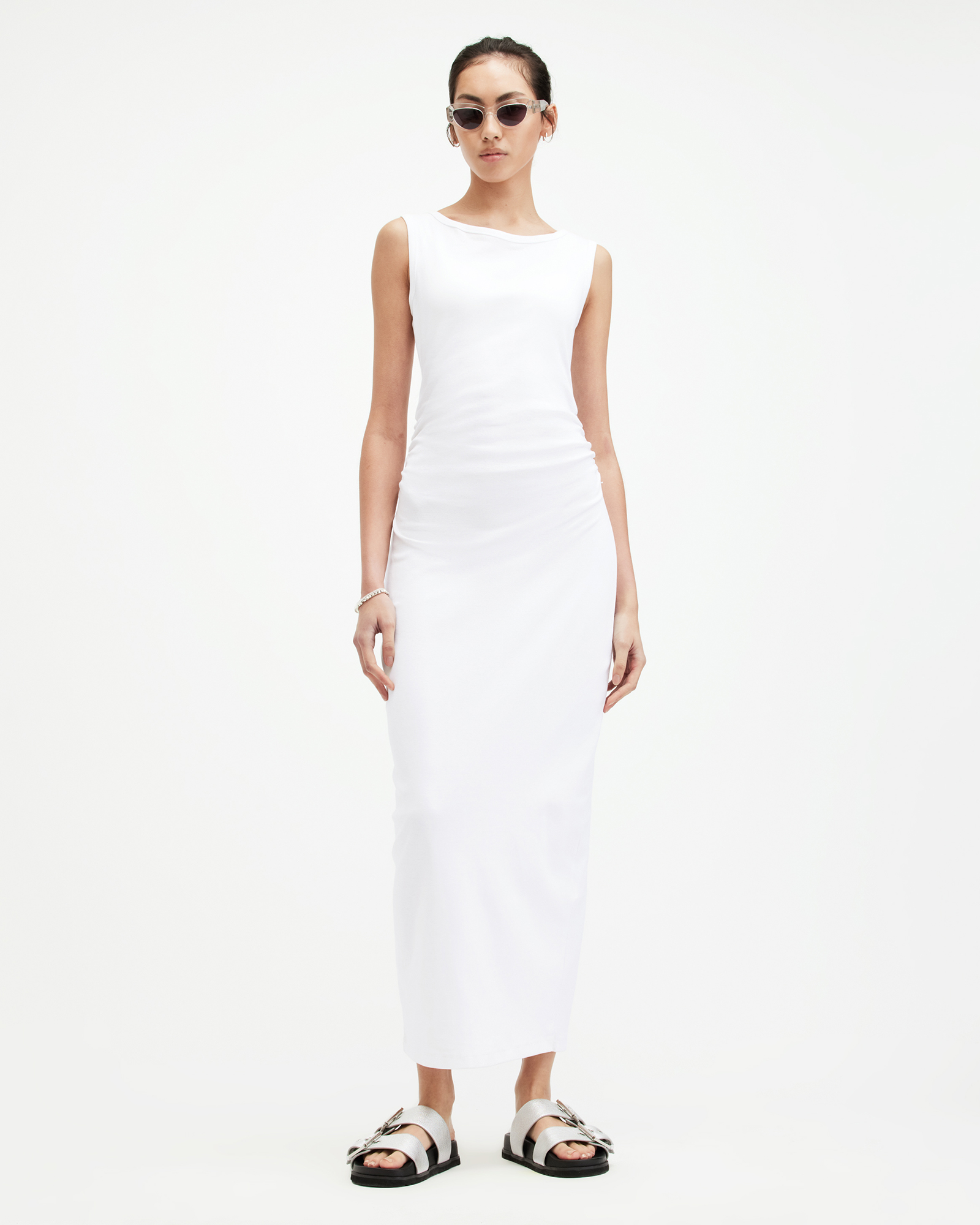 AllSaints Katarina Boat Neck Slim Fit Maxi Dress,, Optic White