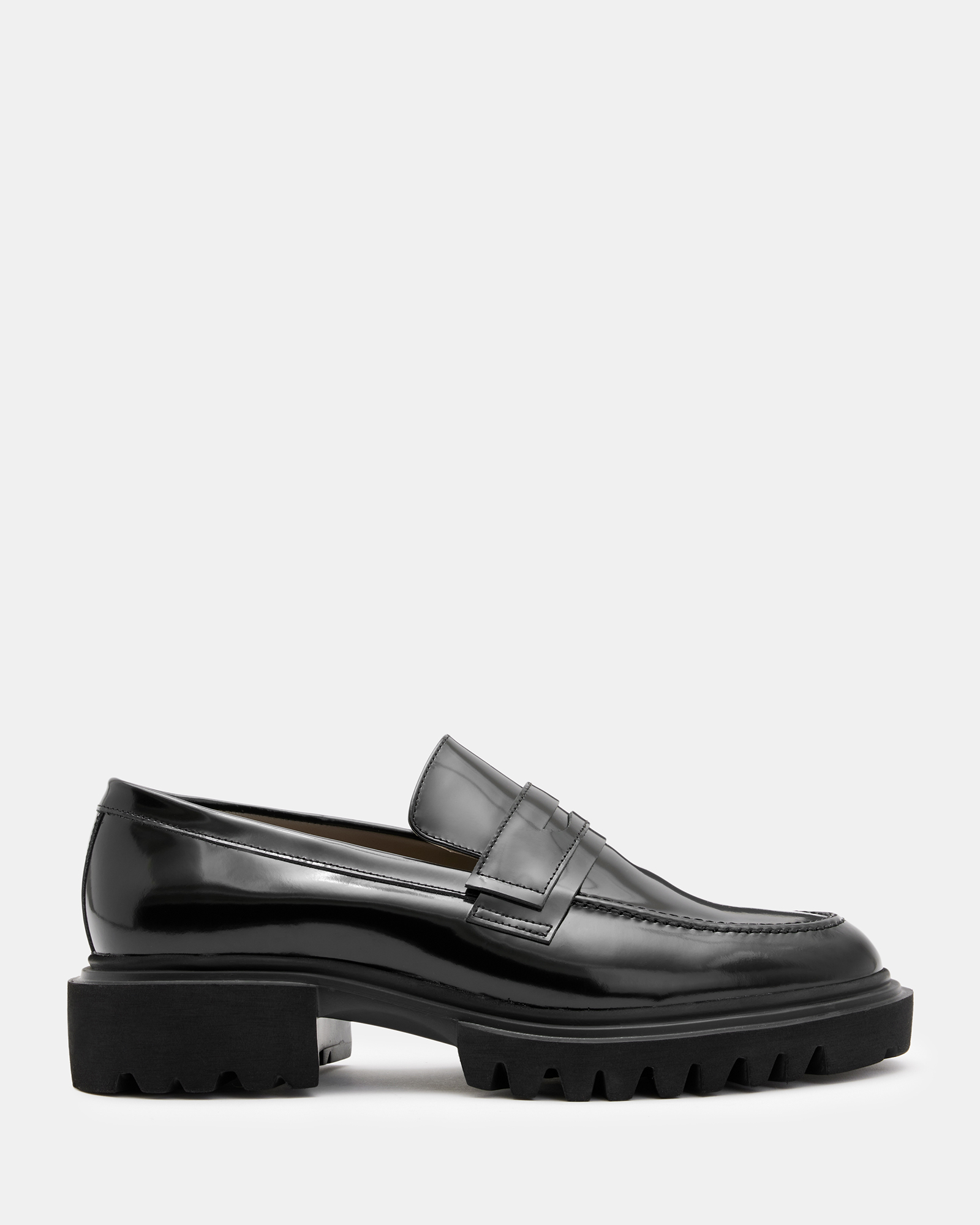 Vinni Chunky Leather Loafer Shoes Black | ALLSAINTS