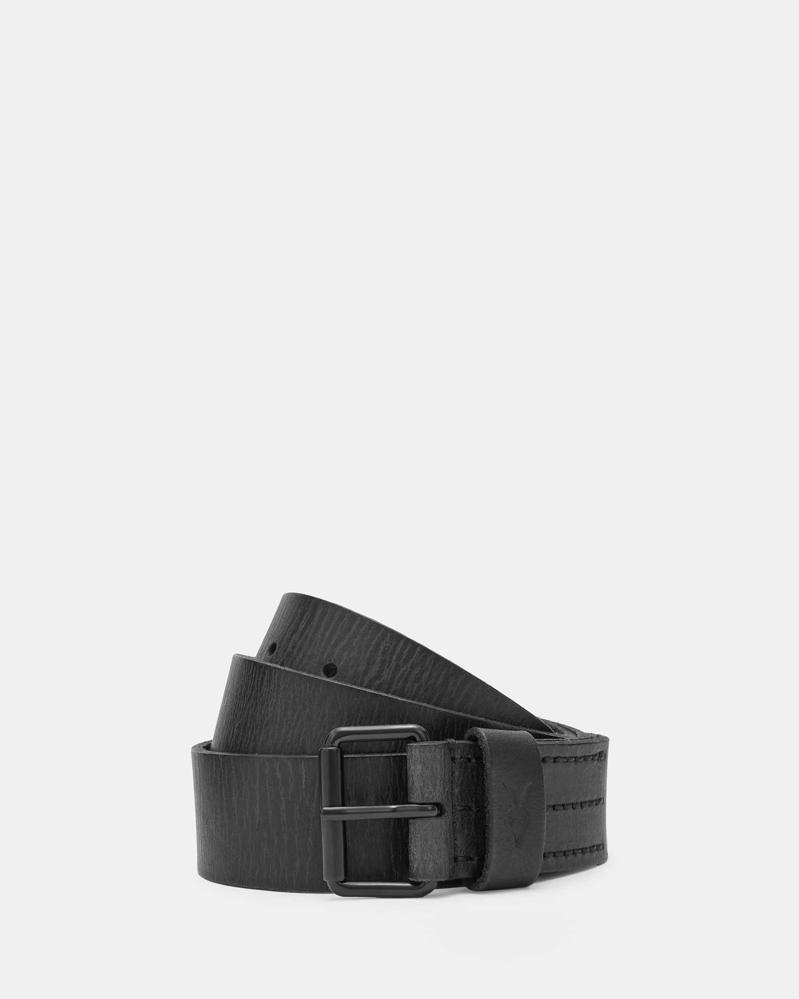 AllSaints Dunston Leather Embossed Belt,, Black