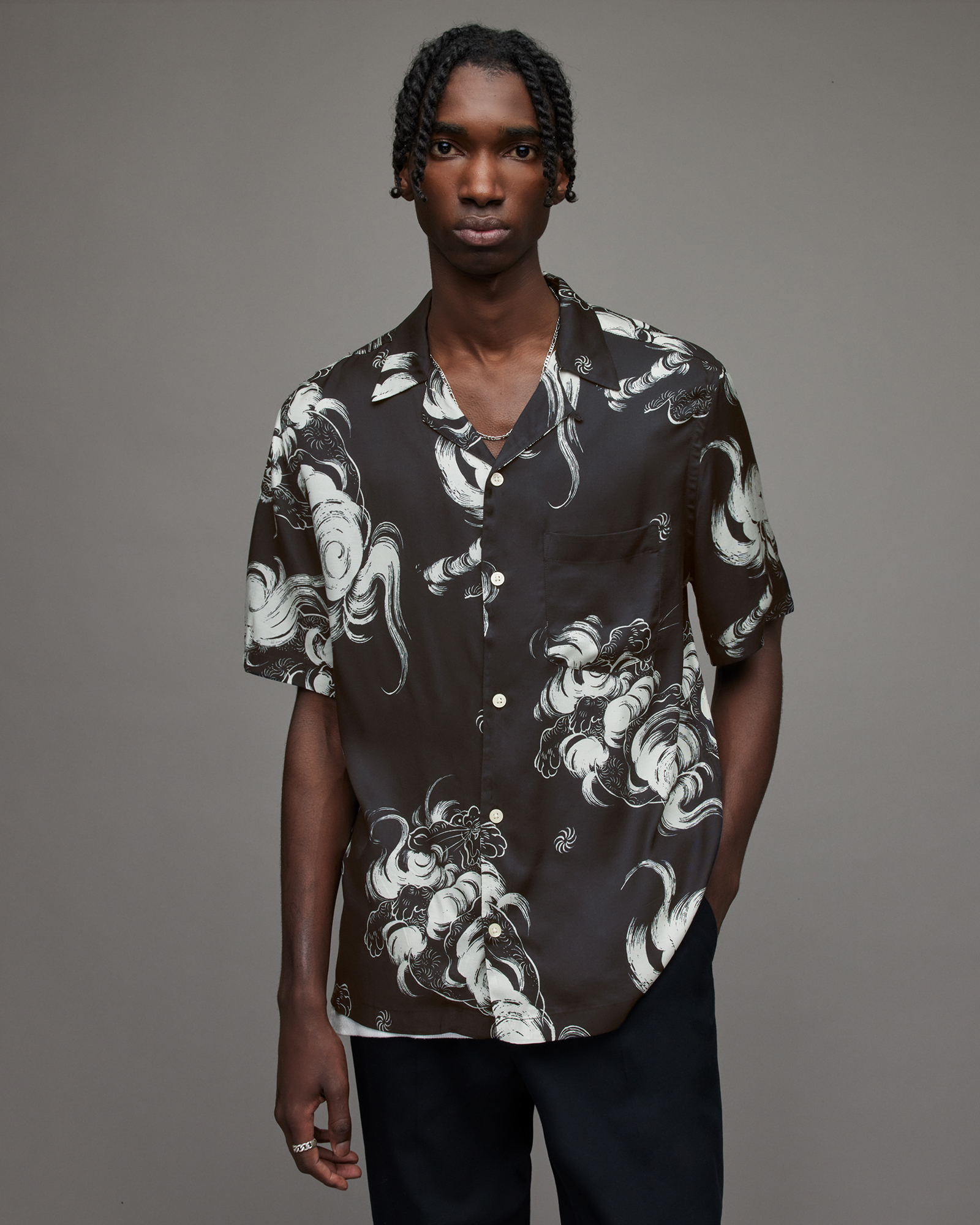 AllSaints Zion Kimono Print Shirt