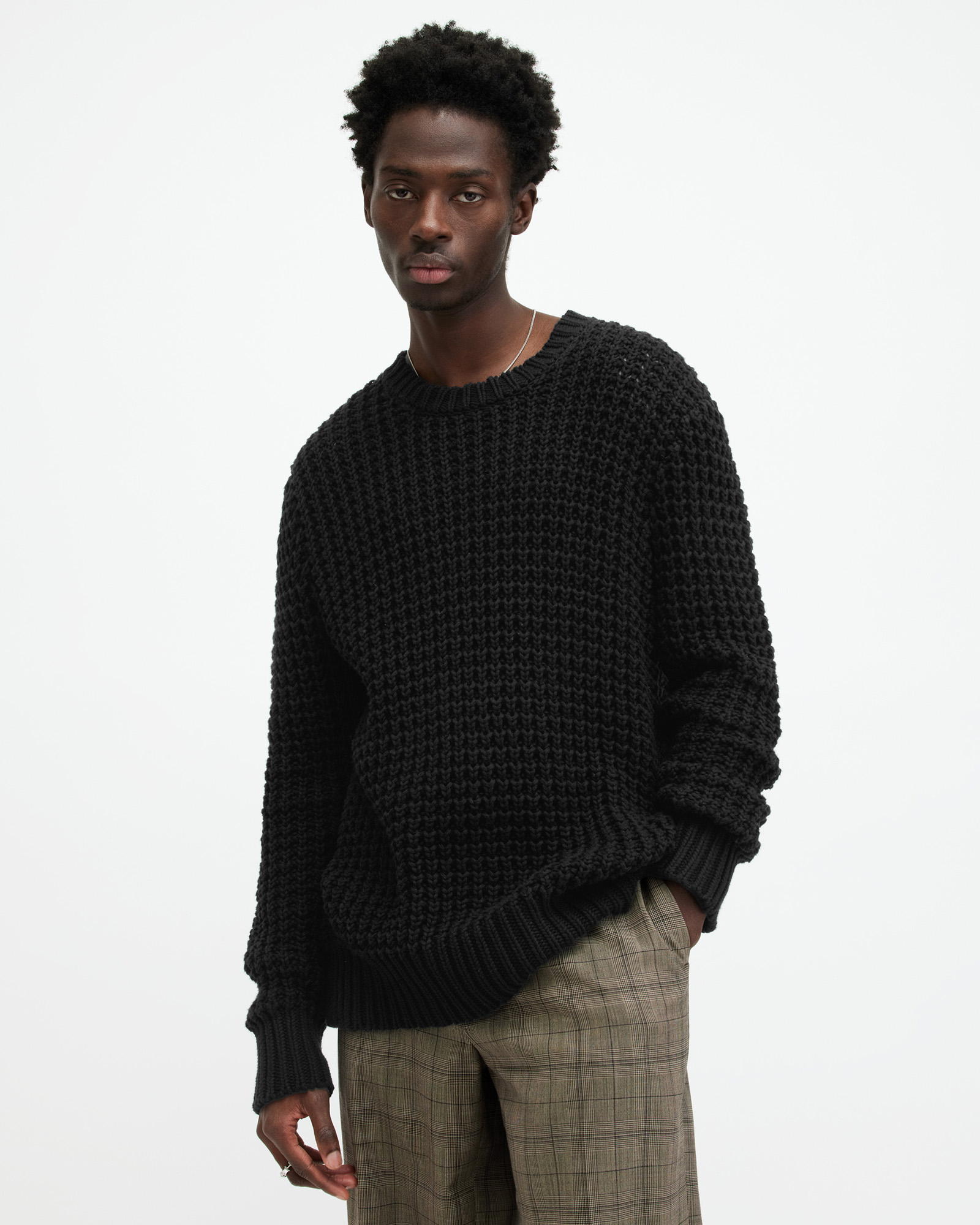 AllSaints Illund Waffle Stitch Crew Neck Jumper