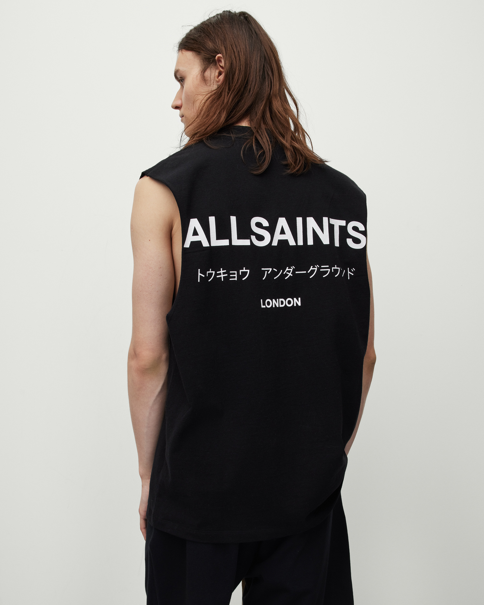 AllSaints Underground Logo Sleeveless Tank Top,, Jet Black