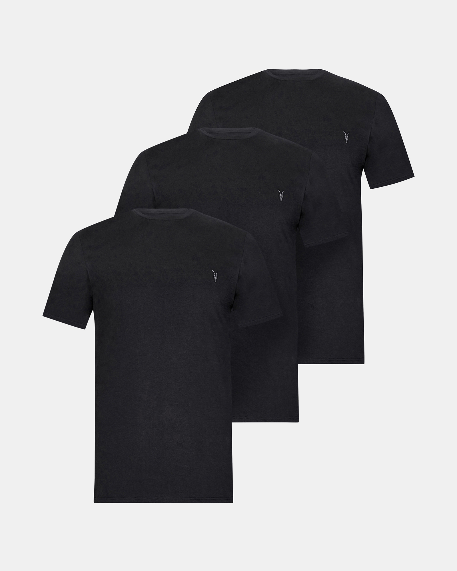 AllSaints Brace Brushed Cotton T-Shirts 3 Pack,, Black