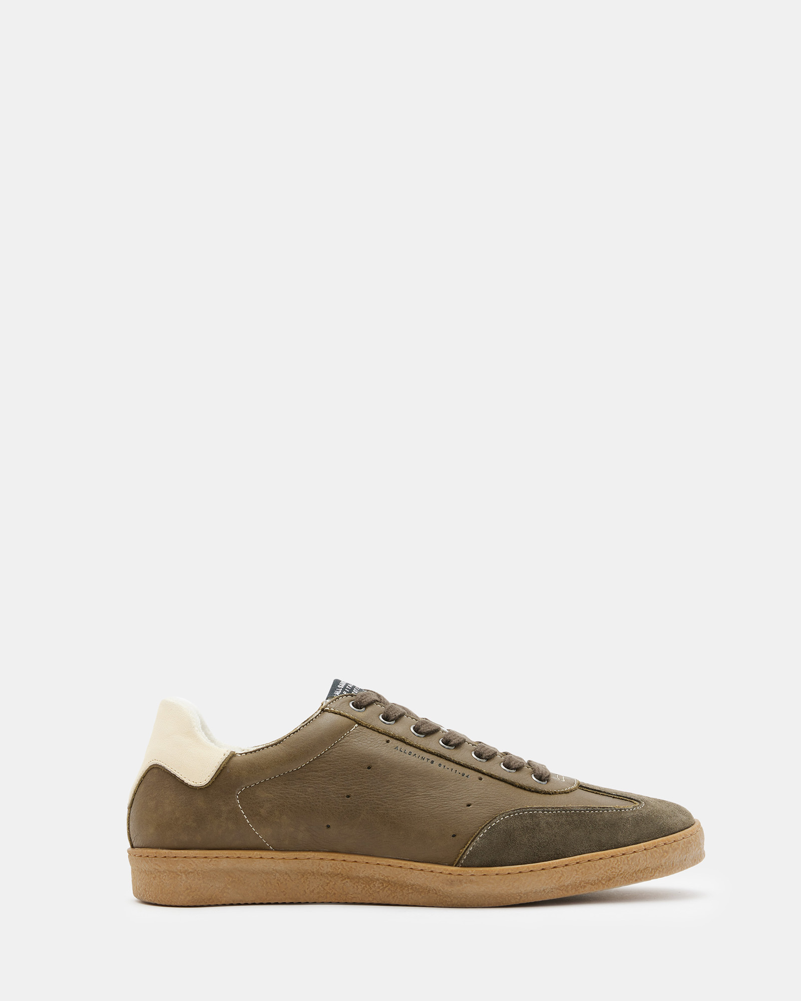 Allsaints Leo Low Top Leather Trainers In Khaki