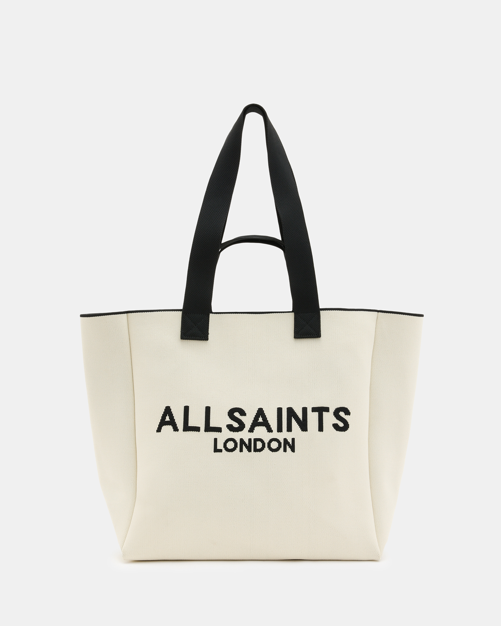 AllSaints Izzy Logo Print Knitted Tote Bag,, DESERT WHITE