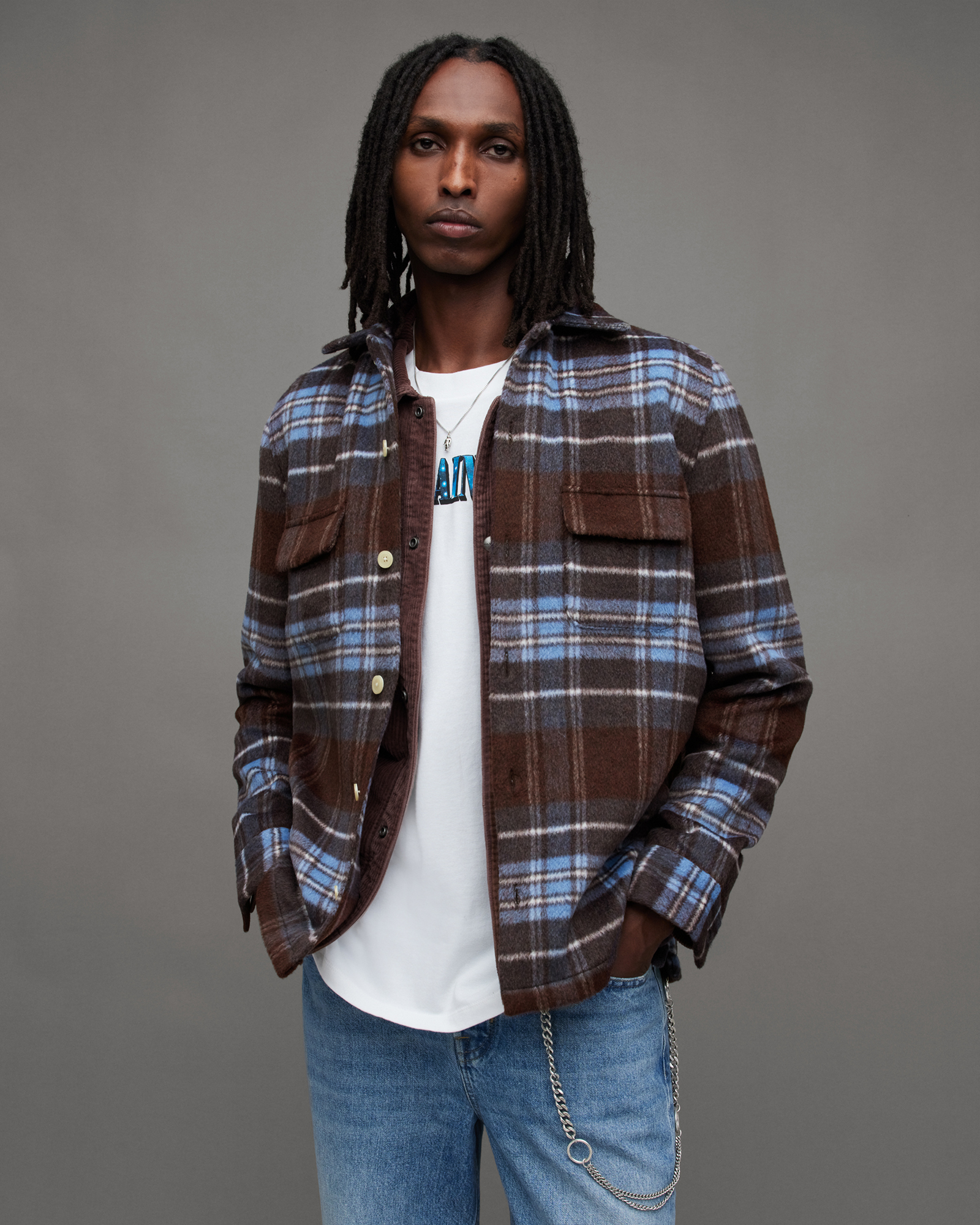 Triton Recycled Checked Overshirt MARS RED | ALLSAINTS