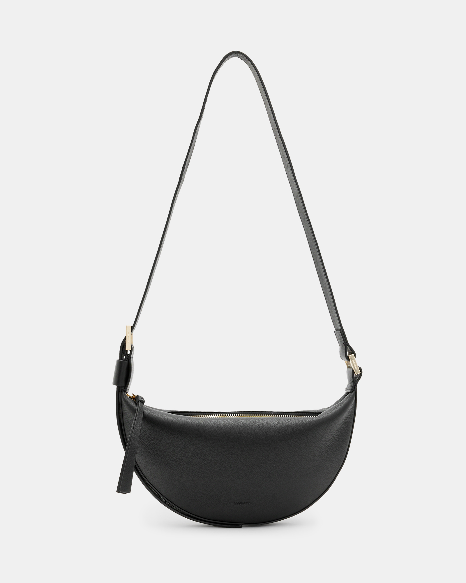 Half Moon Leather Crossbody Bag Black | ALLSAINTS