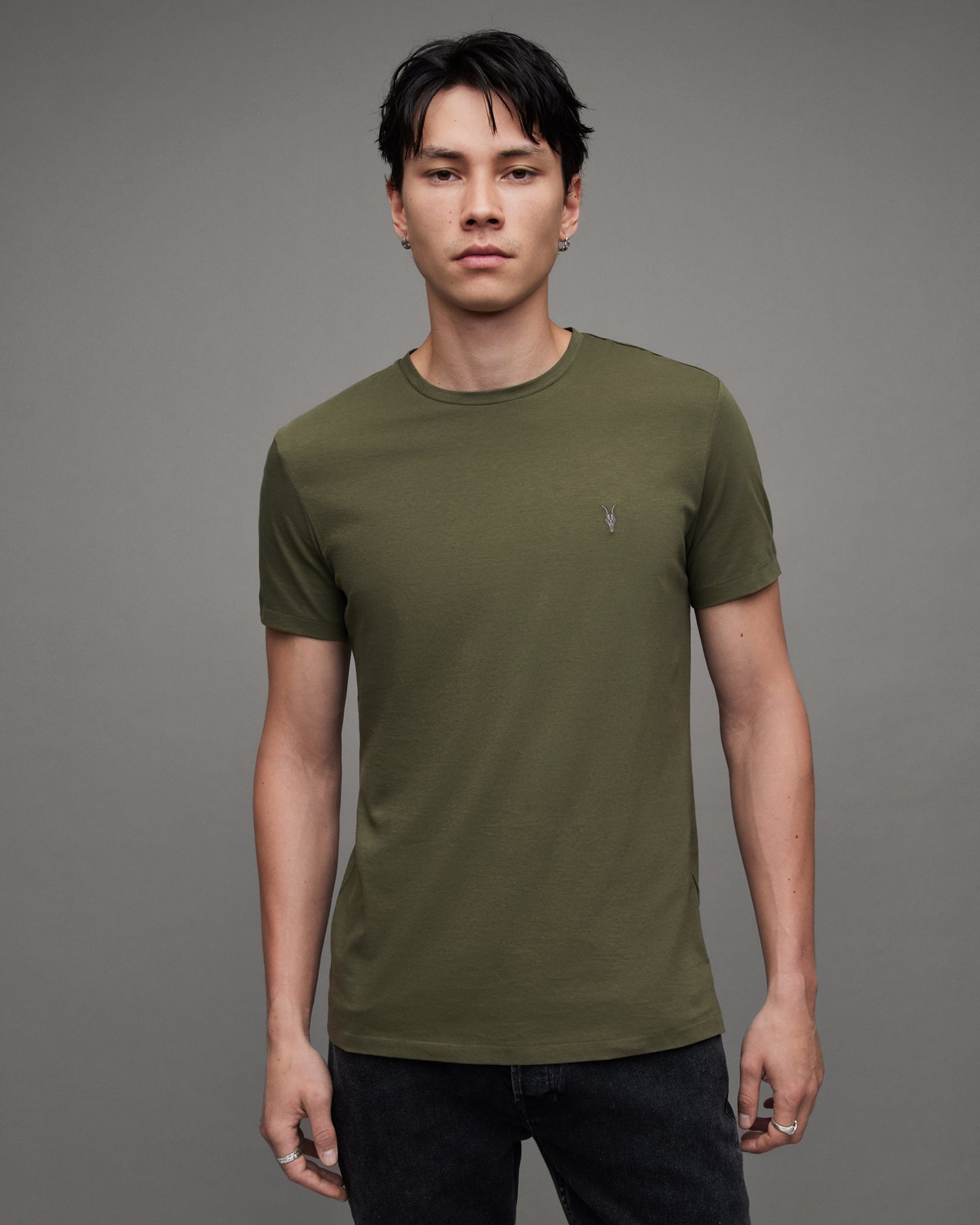 Tonic Crew Neck Slim Ramskull T-Shirt SORGHUM GREEN | ALLSAINTS