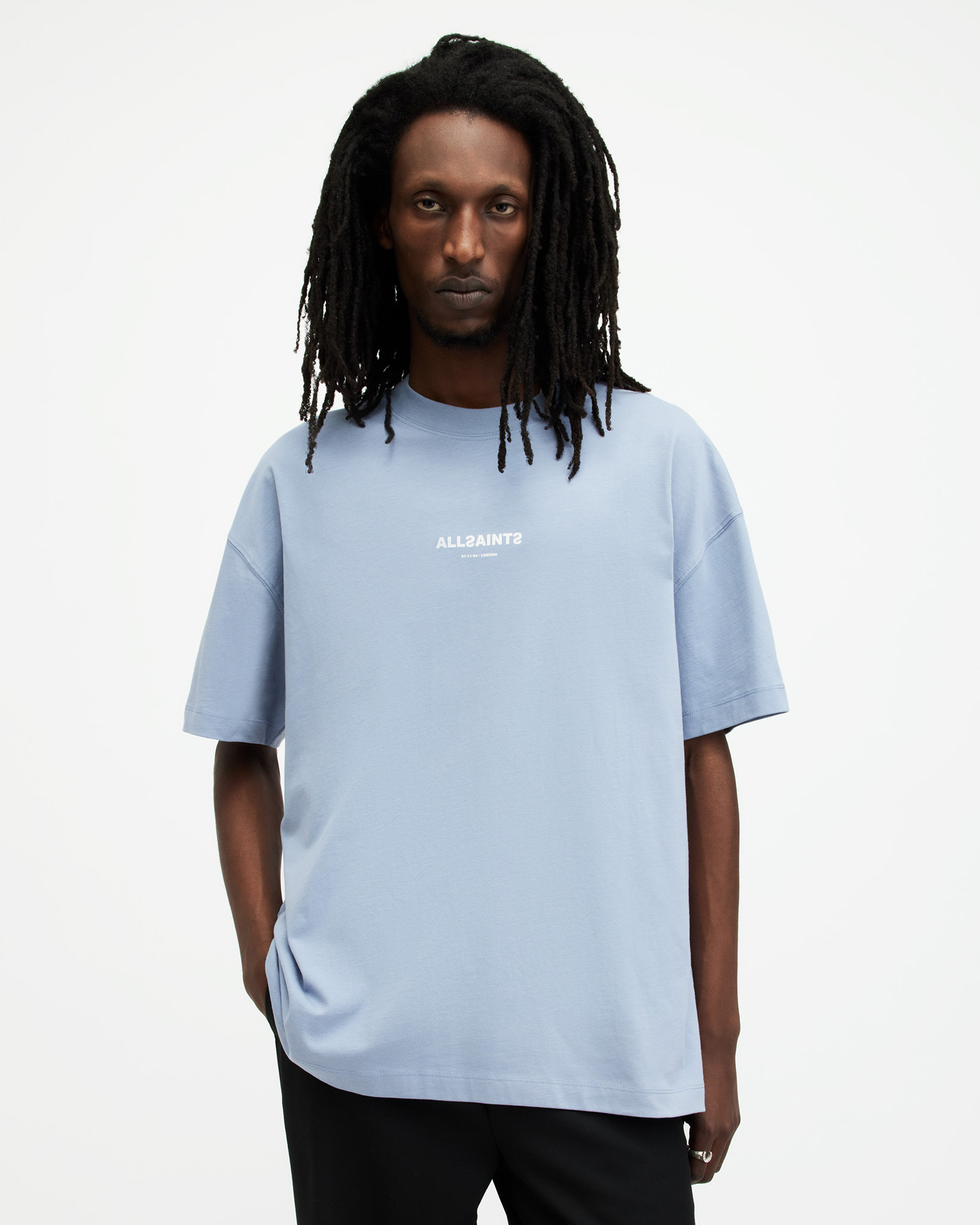 AllSaints Subverse Logo Oversized T-Shirt,, VIOLET BLUE