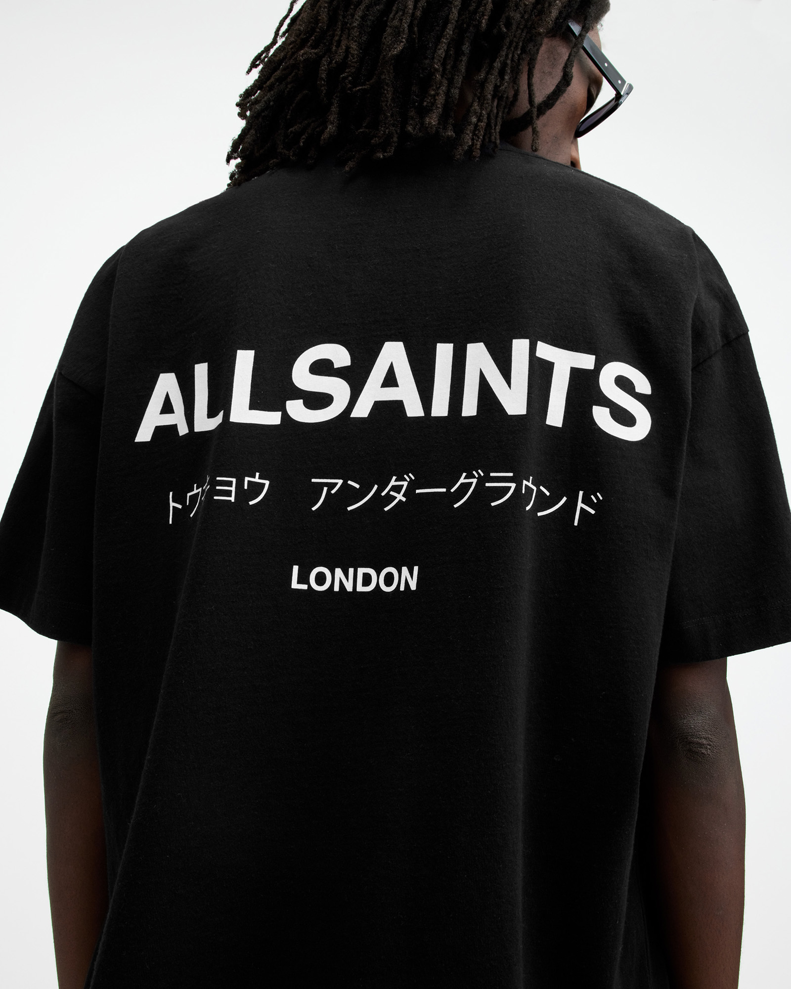 AllSaints Underground Oversized Crew Neck T-Shirt,, Jet Black