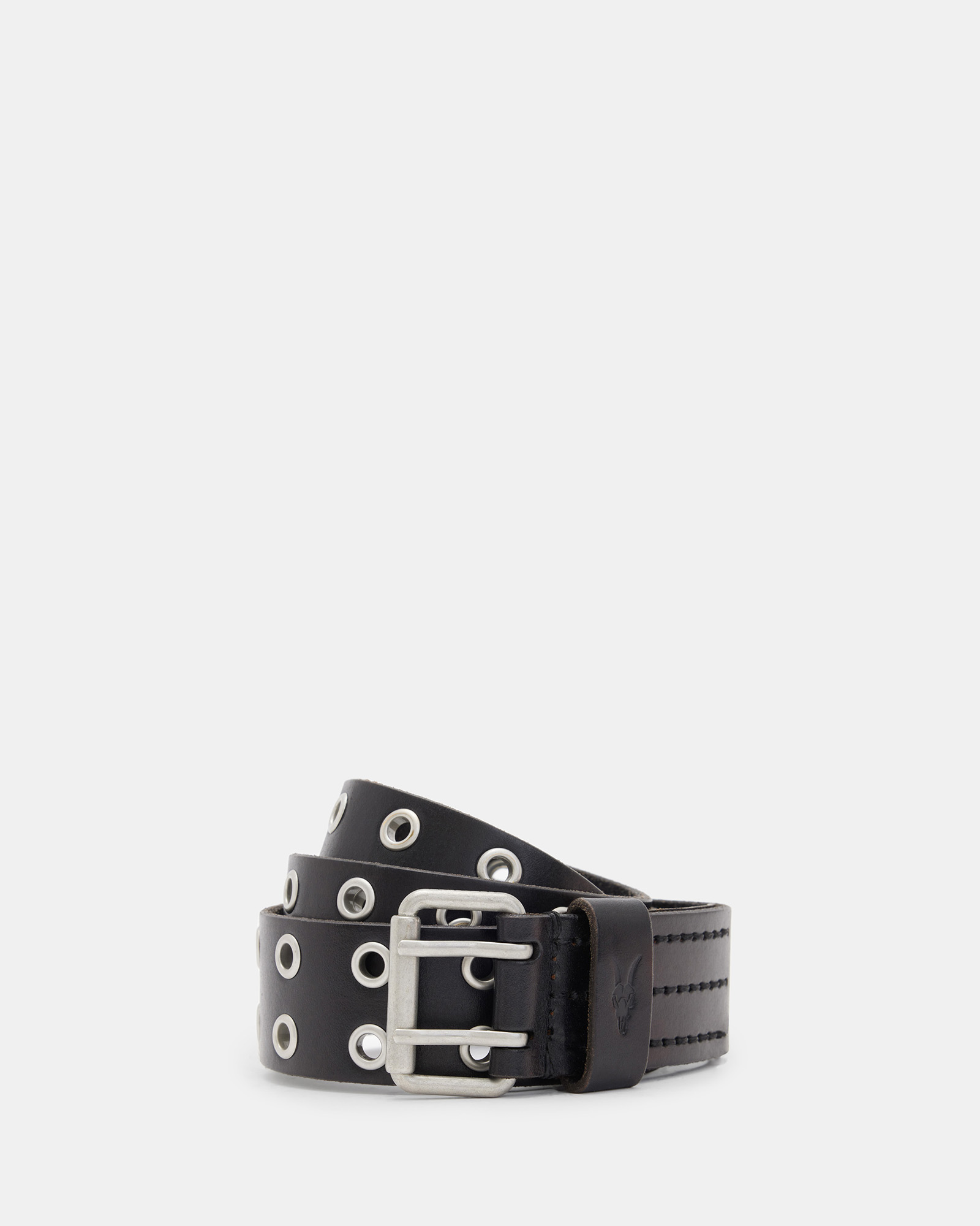 AllSaints Men's Sturge Leather Belt, Black, Size: 36