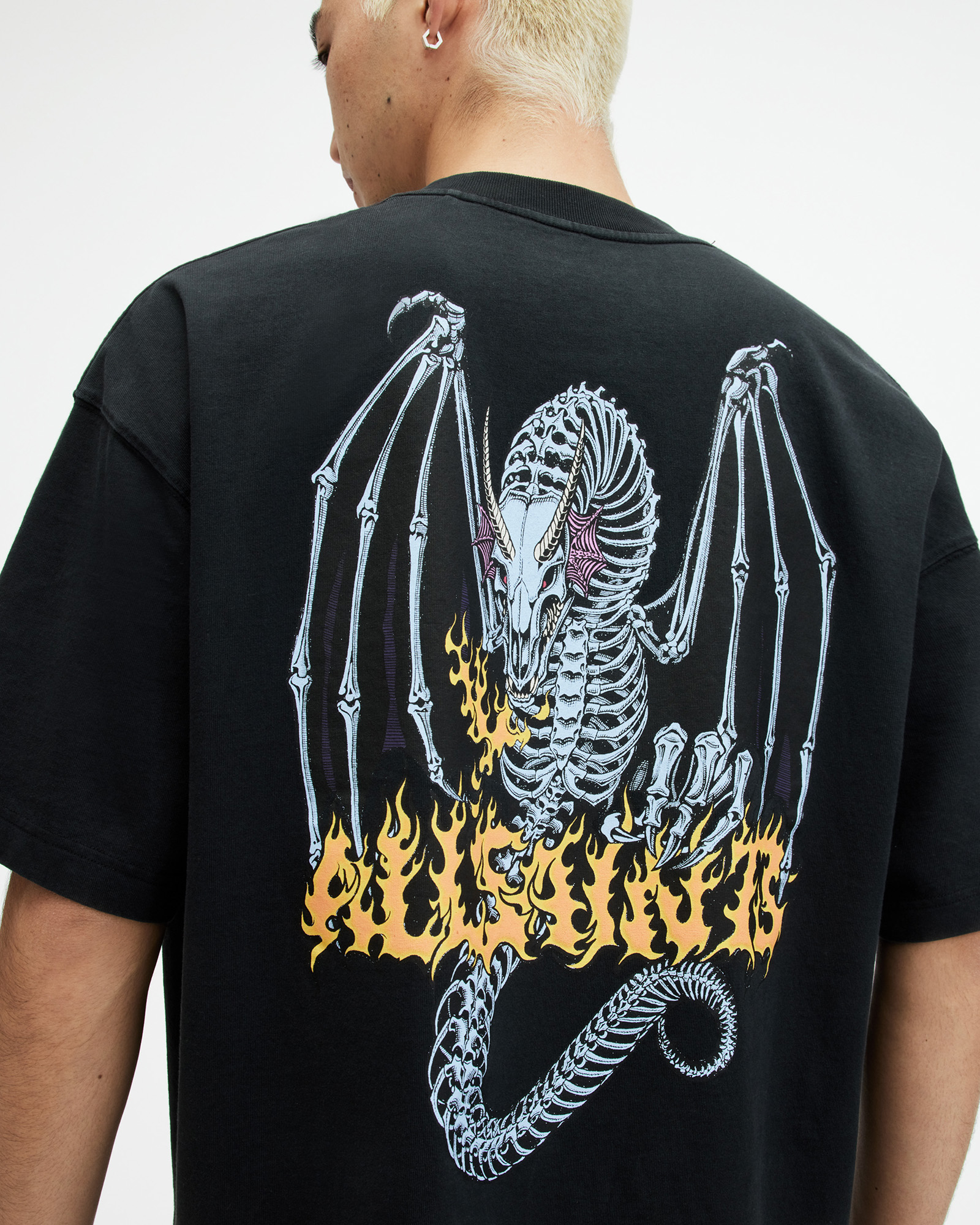 AllSaints Dragon Skull Printed Oversized T-Shirt