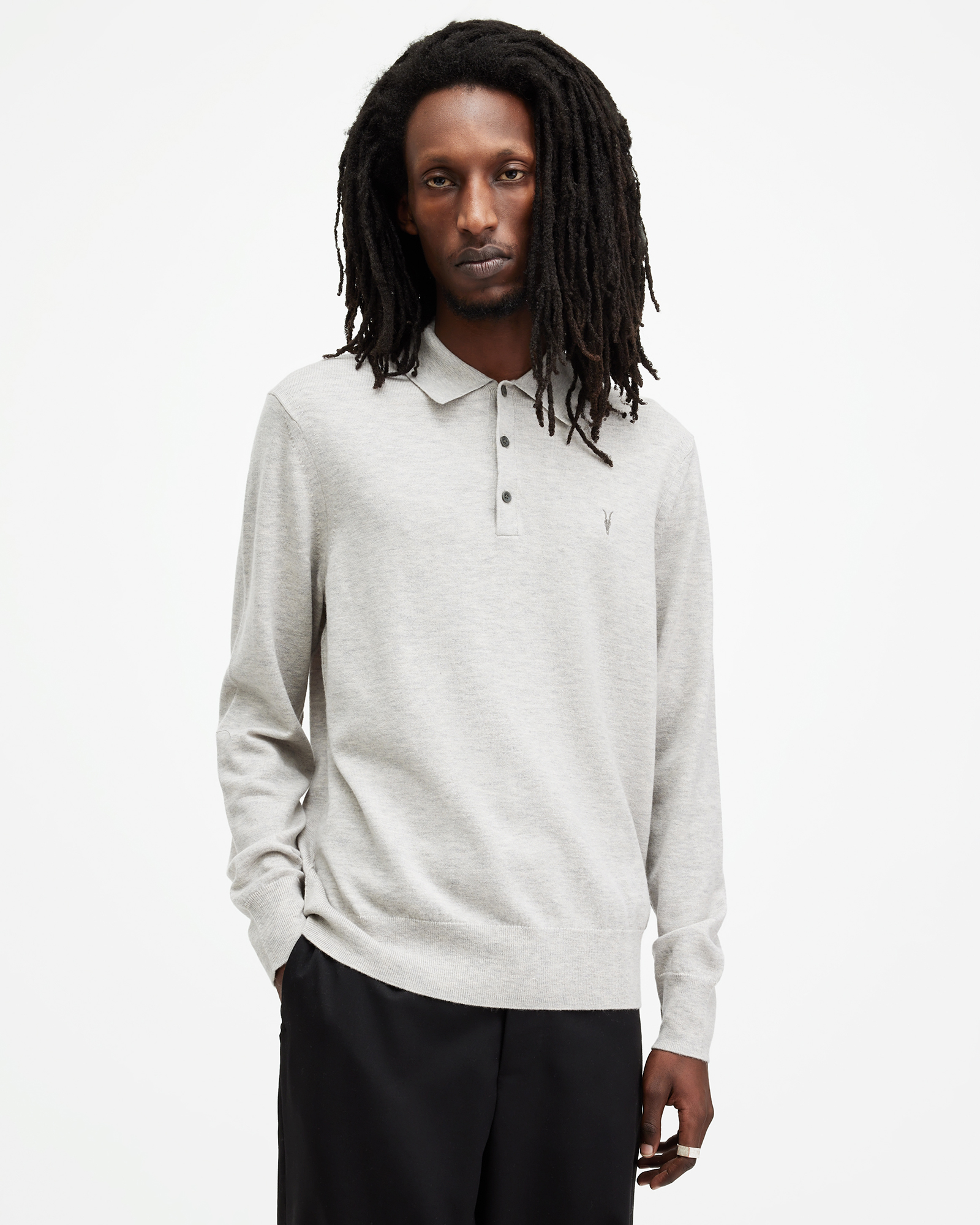 AllSaints Kilburn Long Sleeve Polo Sweater