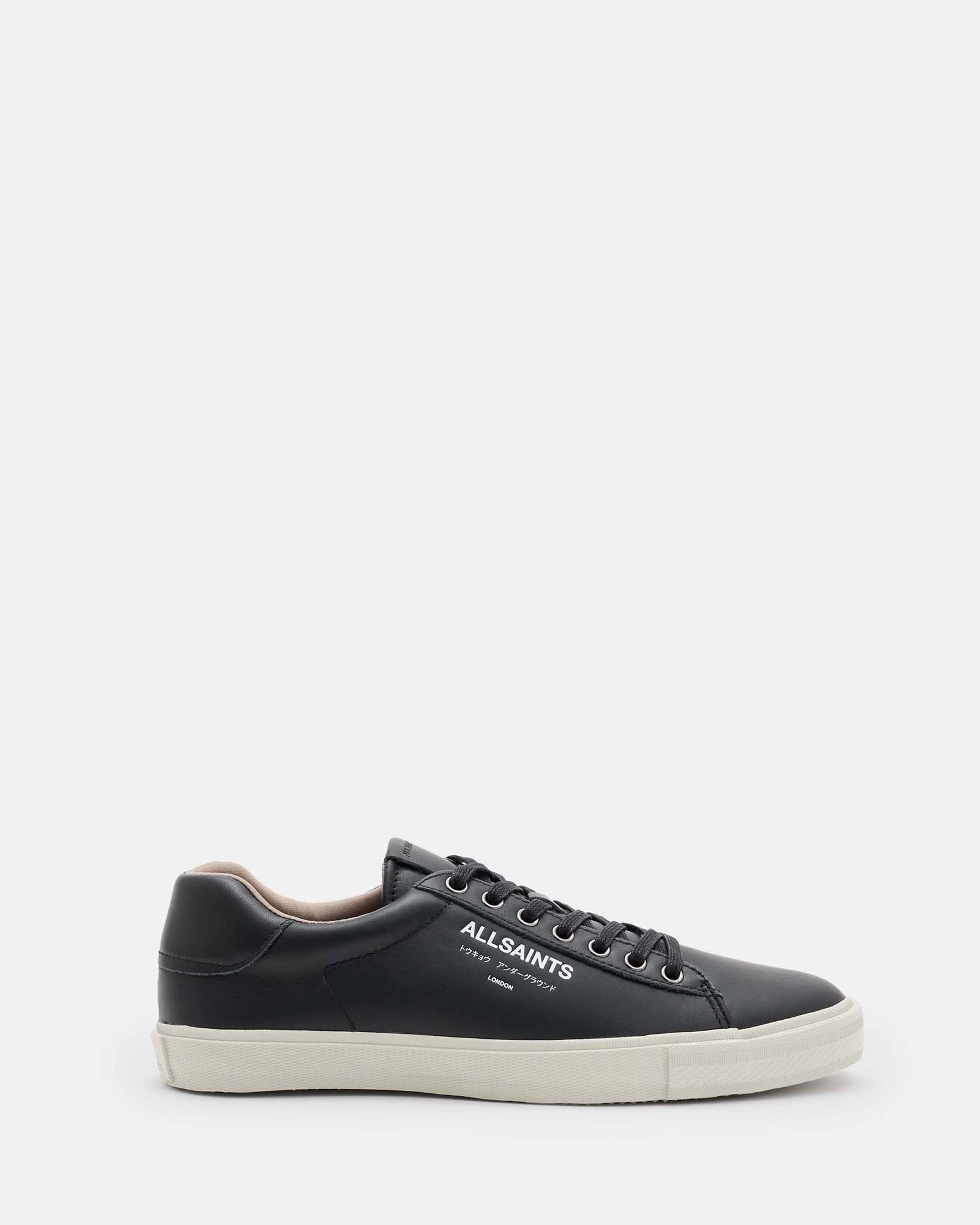 Allsaints Underground Leather Low Top Trainers In Black