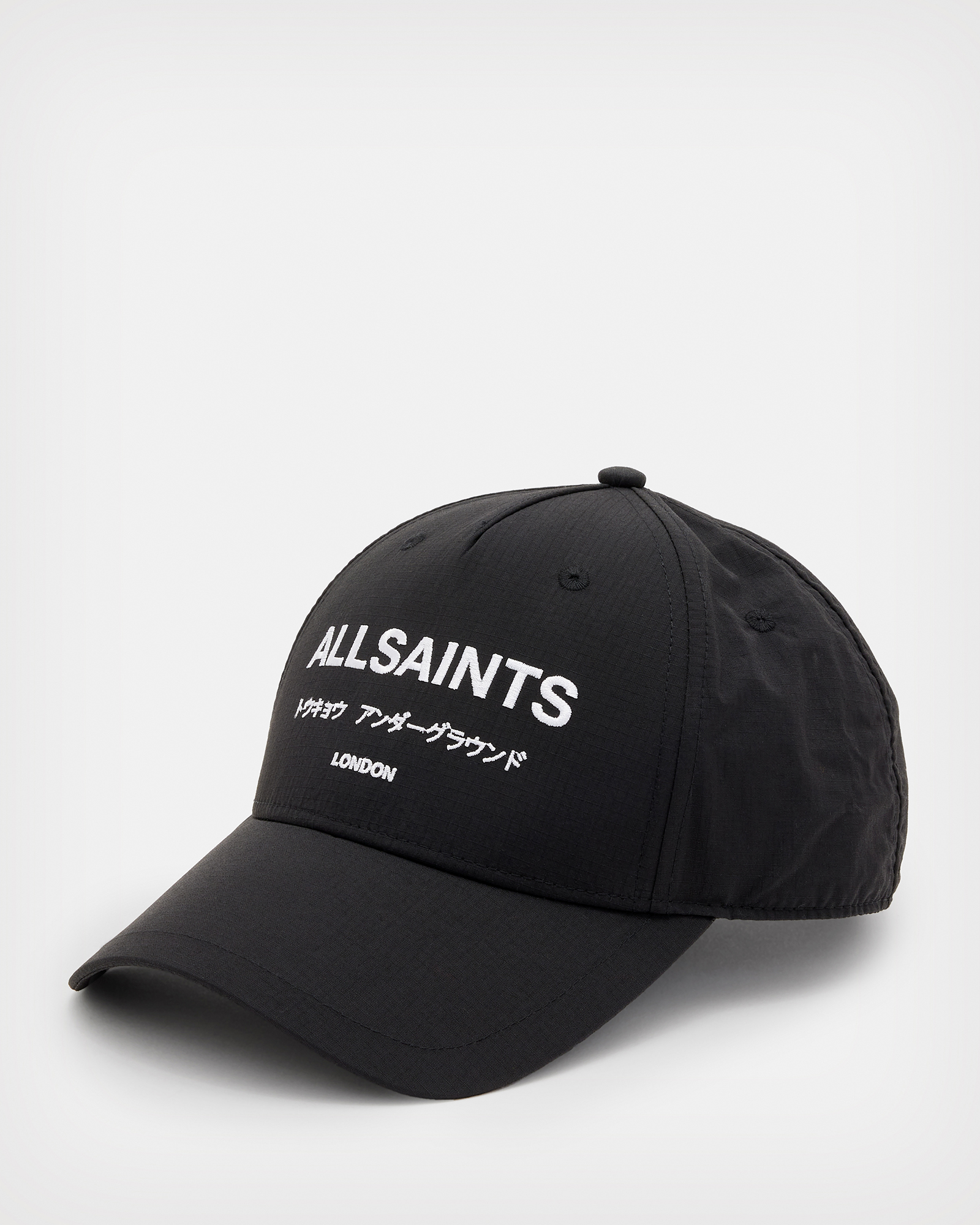 AllSaints Underground Nylon Baseball Cap,, Black