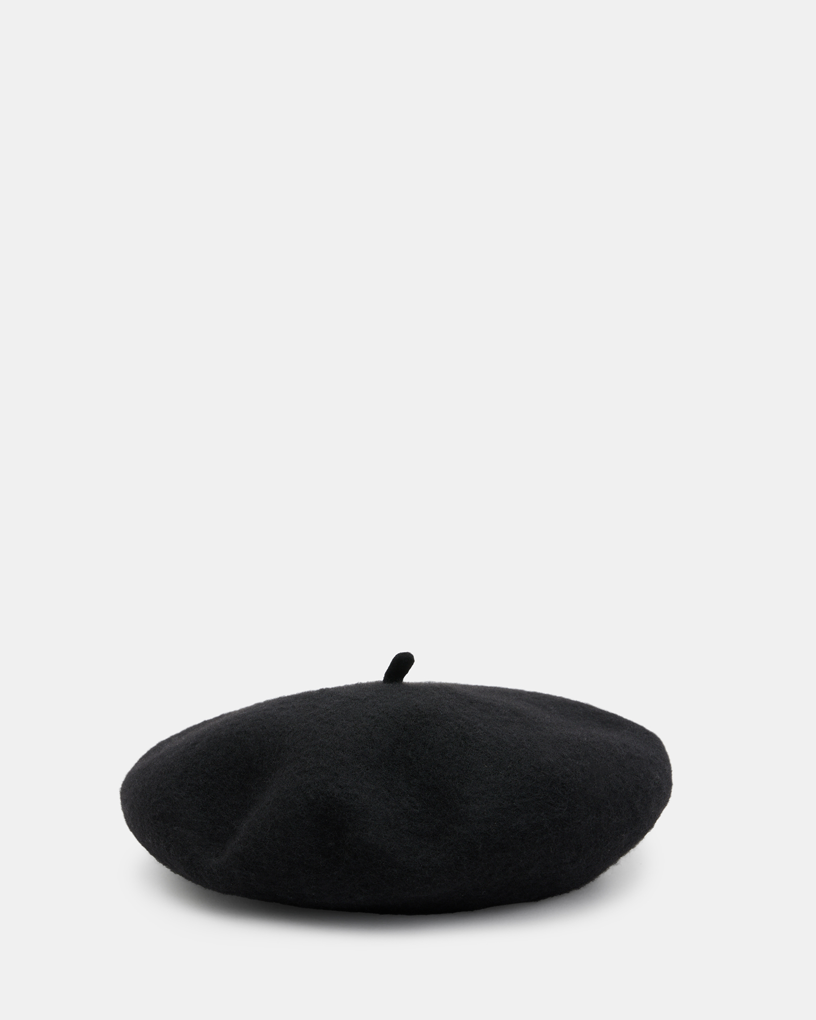 Allsaints Wool Beret Hat In Black