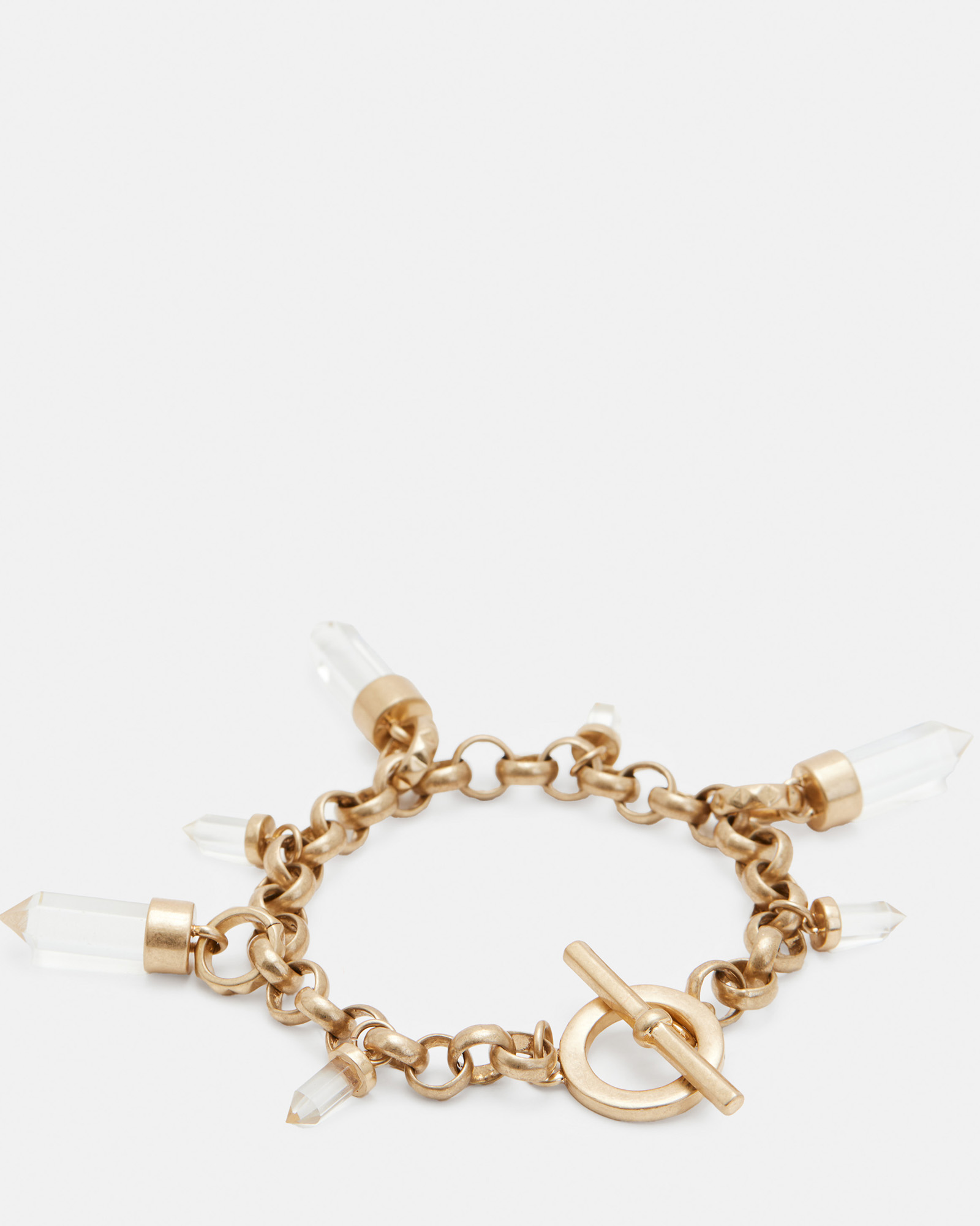 AllSaints Eryka Gold Tone Pendant Bracelet,, WARM BRASS/CRYSTAL