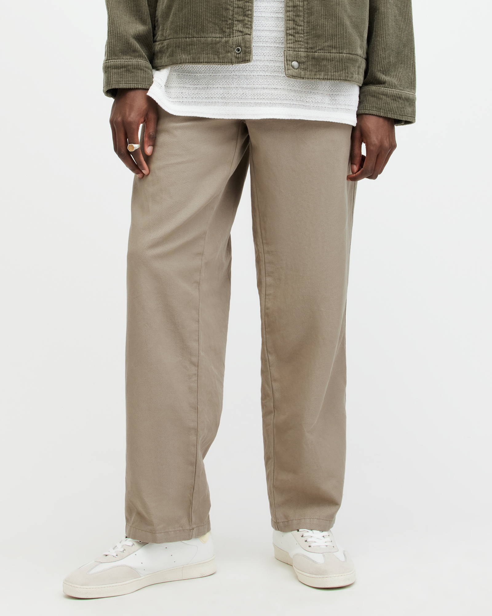 AllSaints Hanbury Linen Blend Relaxed Fit Trousers,, Beige
