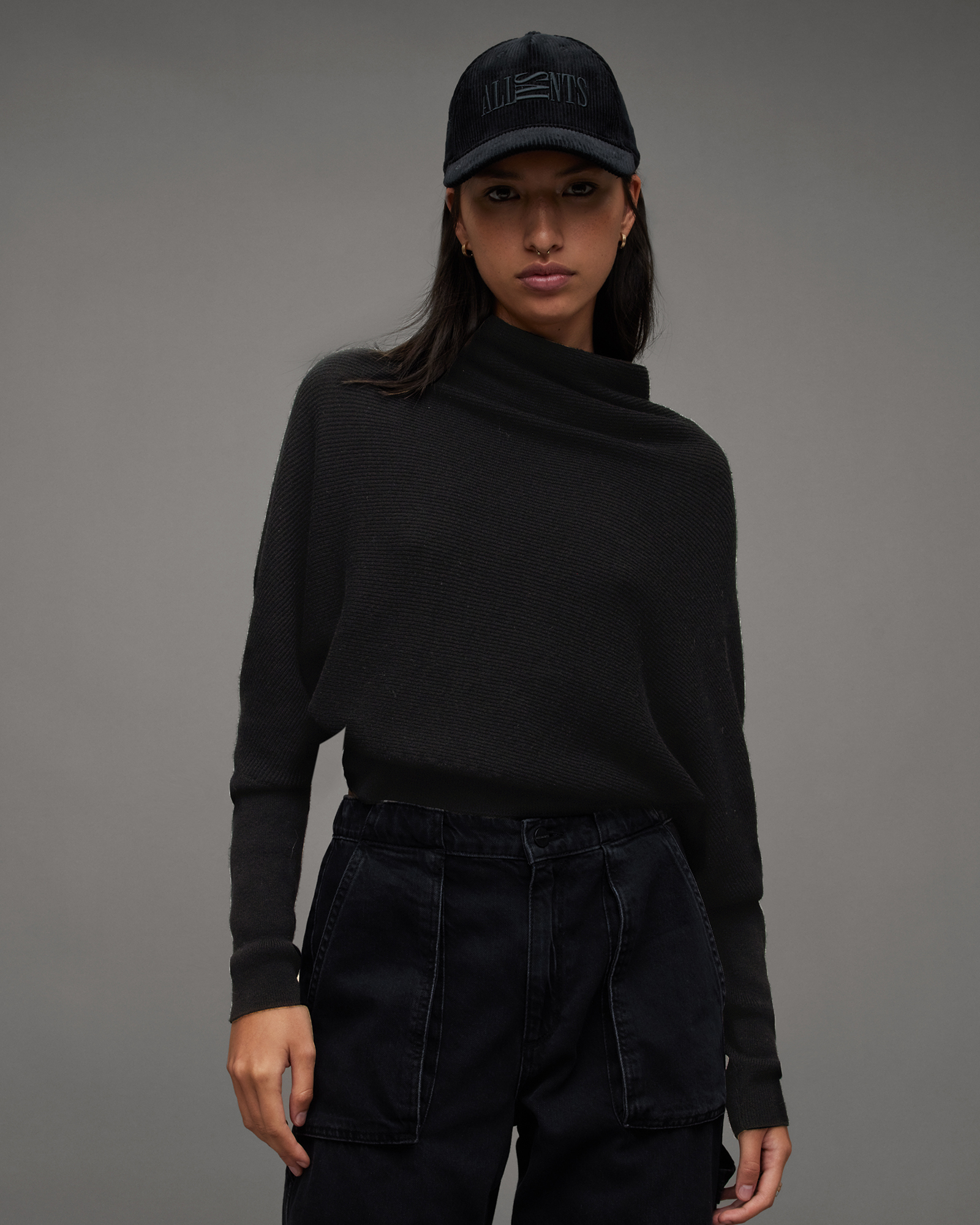 AllSaints Ridley Cropped Wool Cashmere Mix Jumper