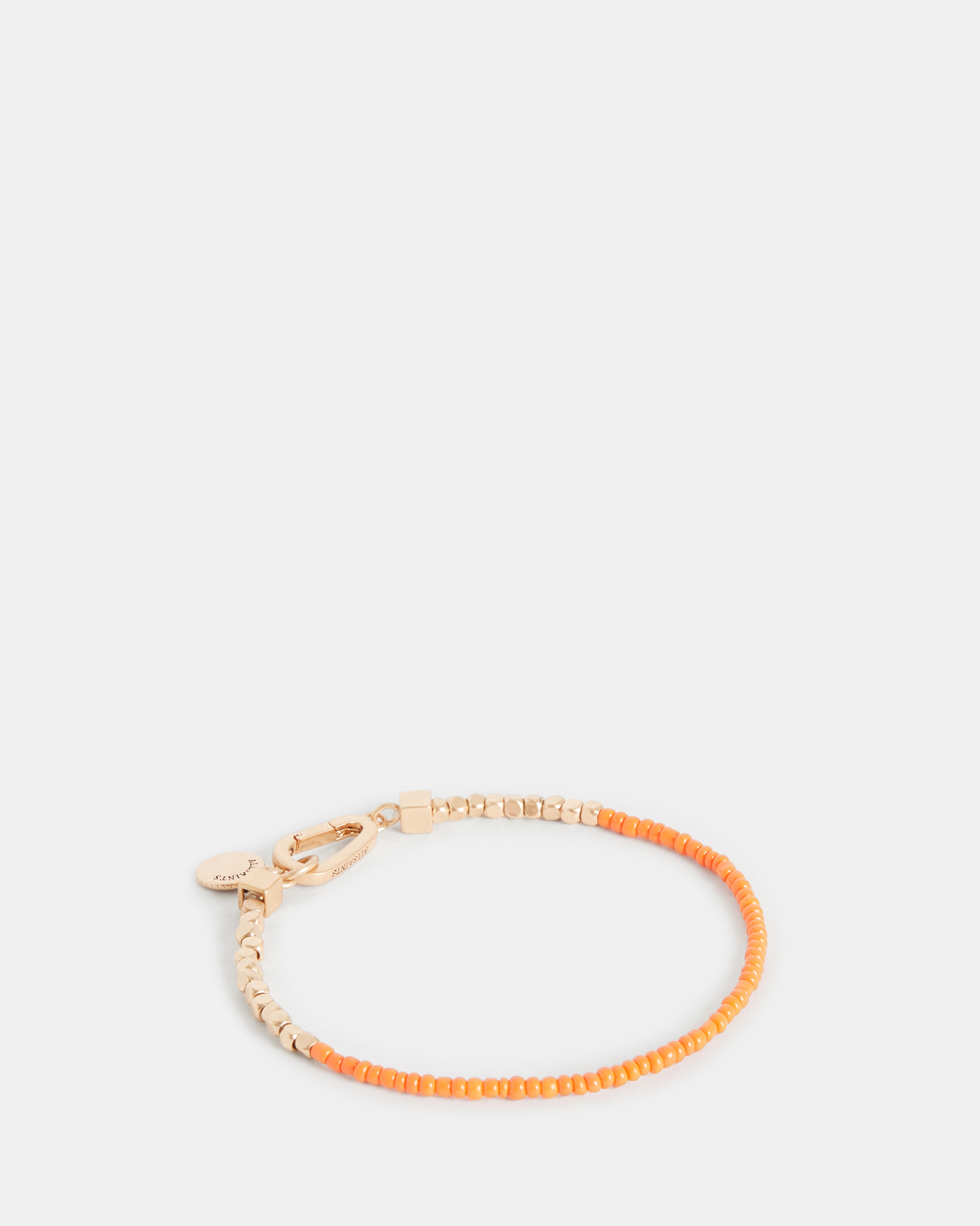 Allsaints Bora Bead Bracelet In Brass/orange