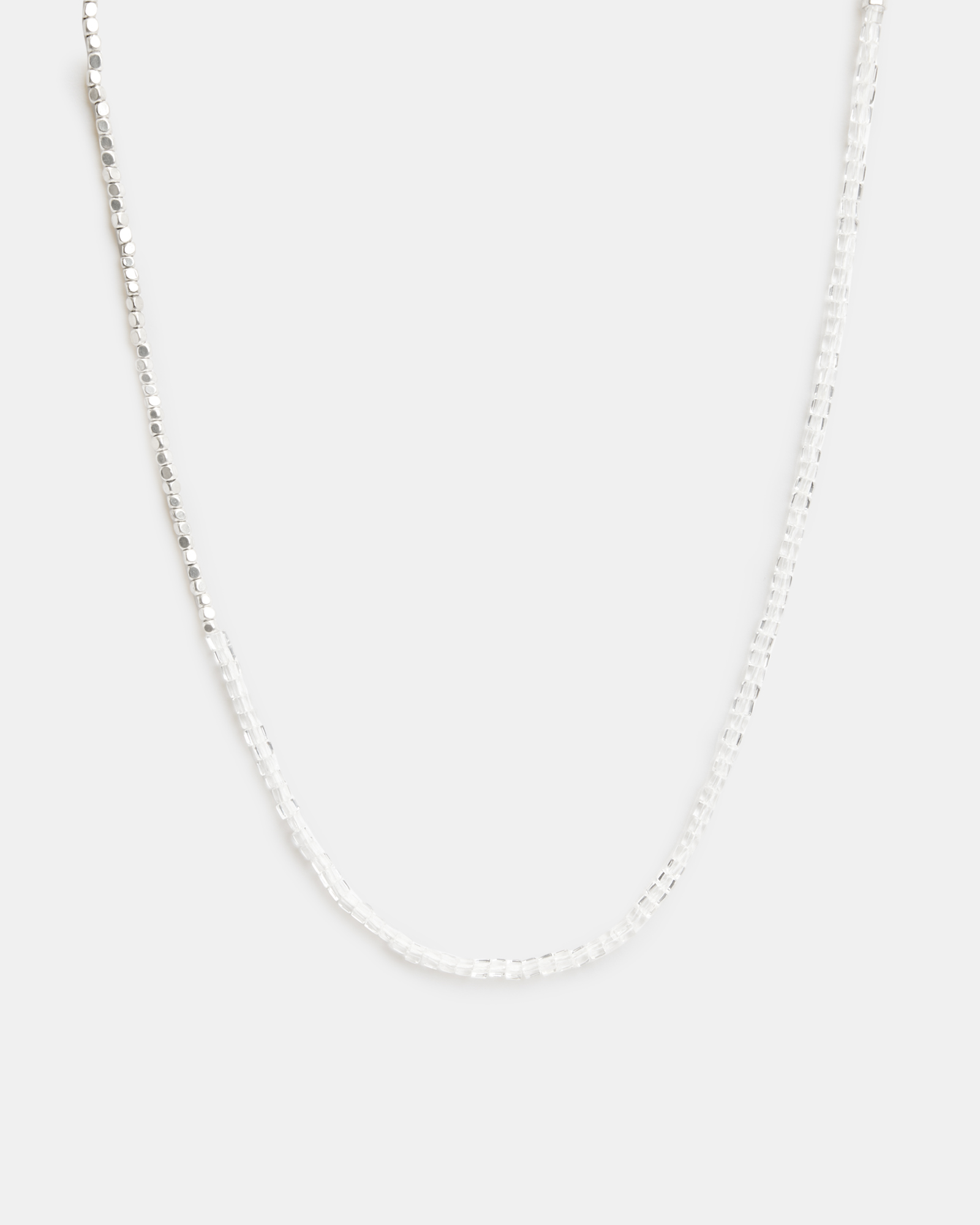 AllSaints Bora Beaded Necklace,, WARM SILVER/CLEAR