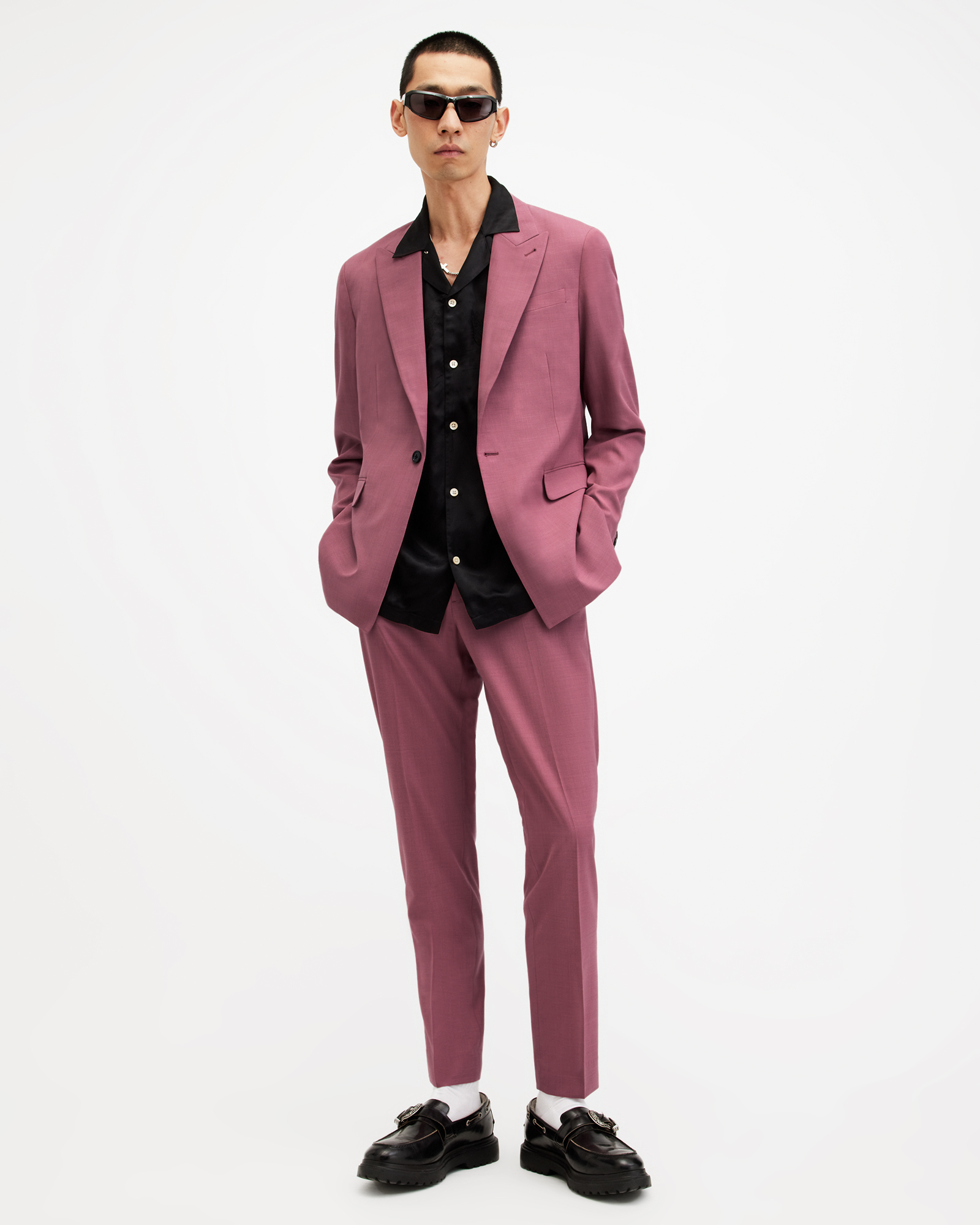 AllSaints Aura Skinny Fit Stretch Trousers,, Pink