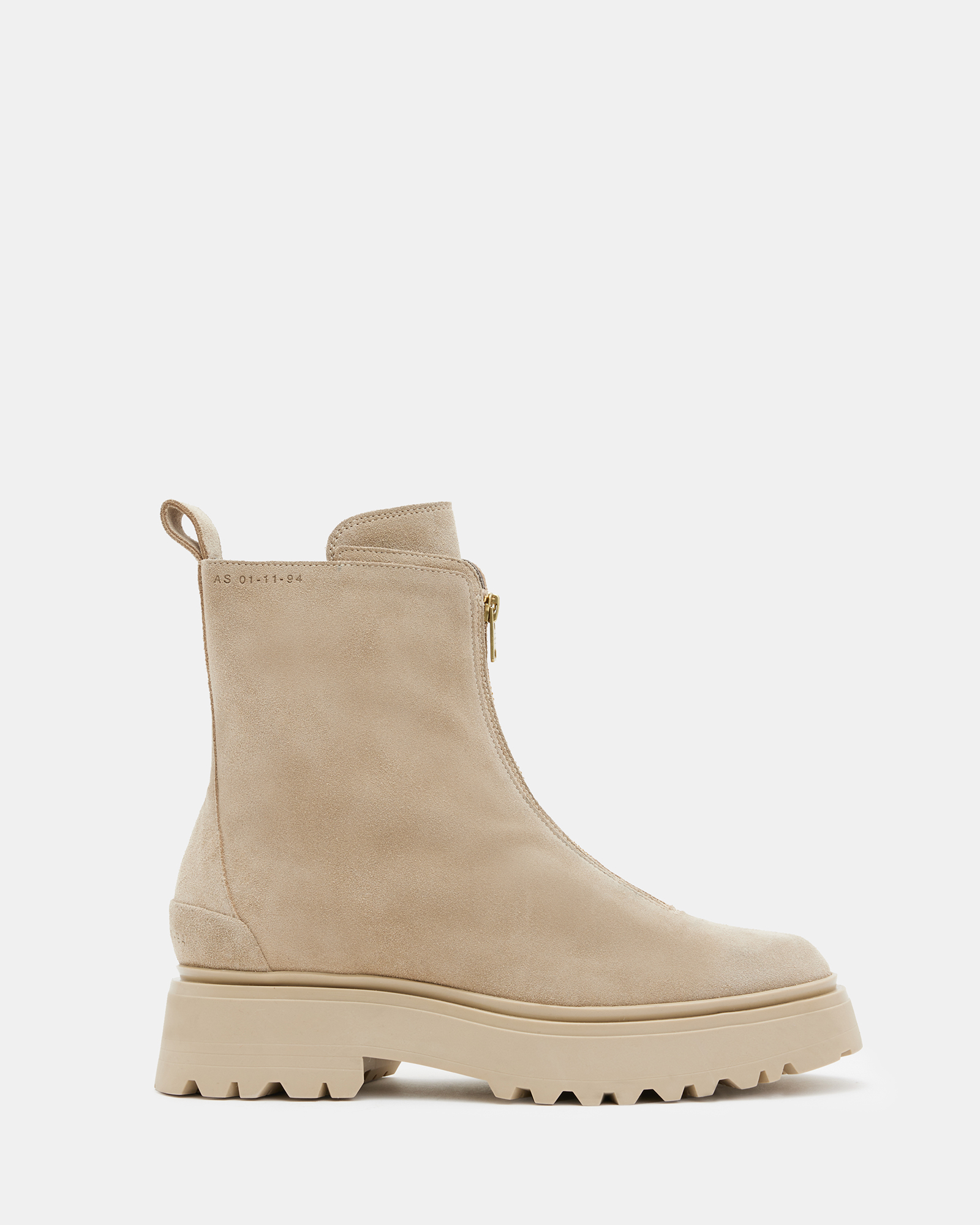 Shop Allsaints Ophelia Chunky Suede Chelsea Boots In Sand Brown