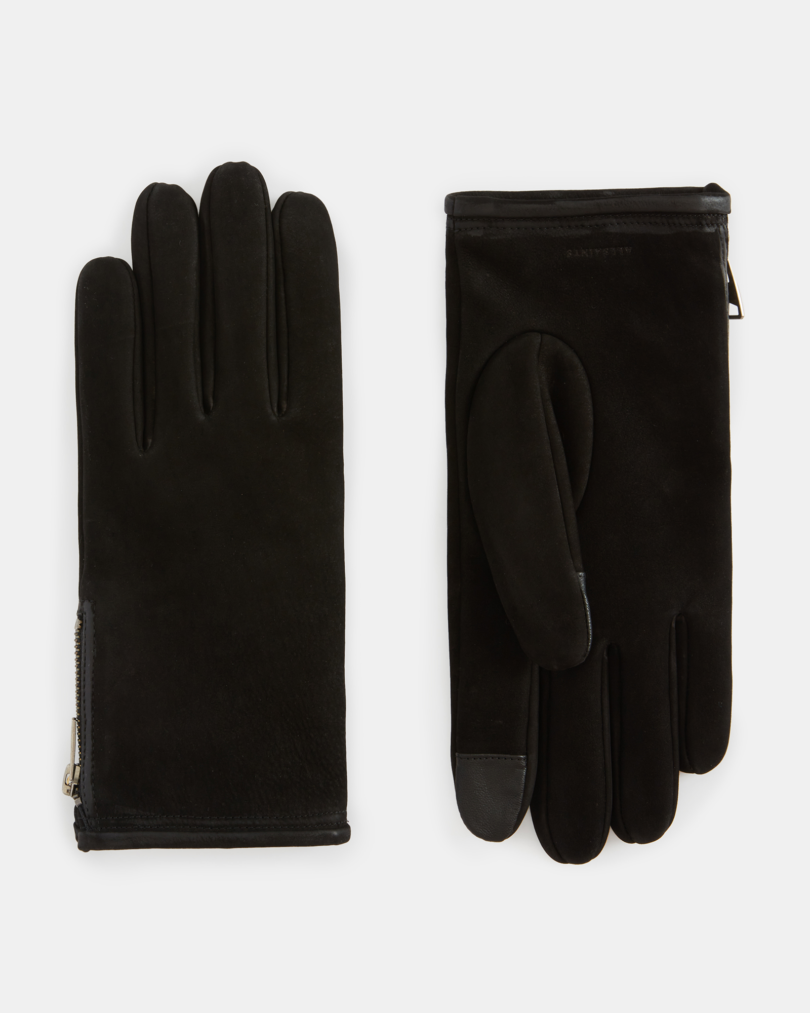 AllSaints Dylan Nubuck Leather Zip Gloves
