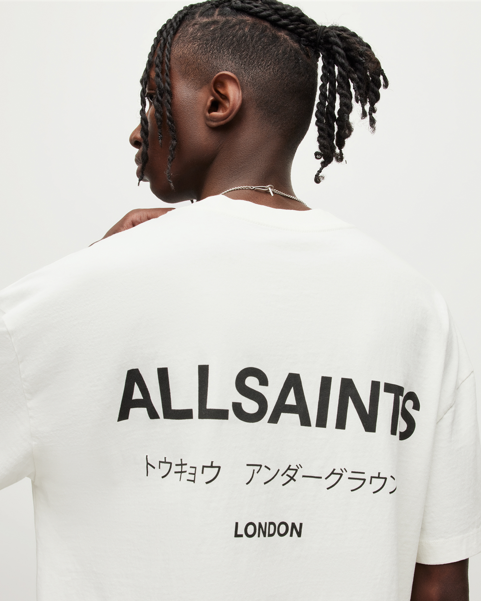 AllSaints Underground Crew T-Shirt, , ASHEN WHITE, Size: XXL