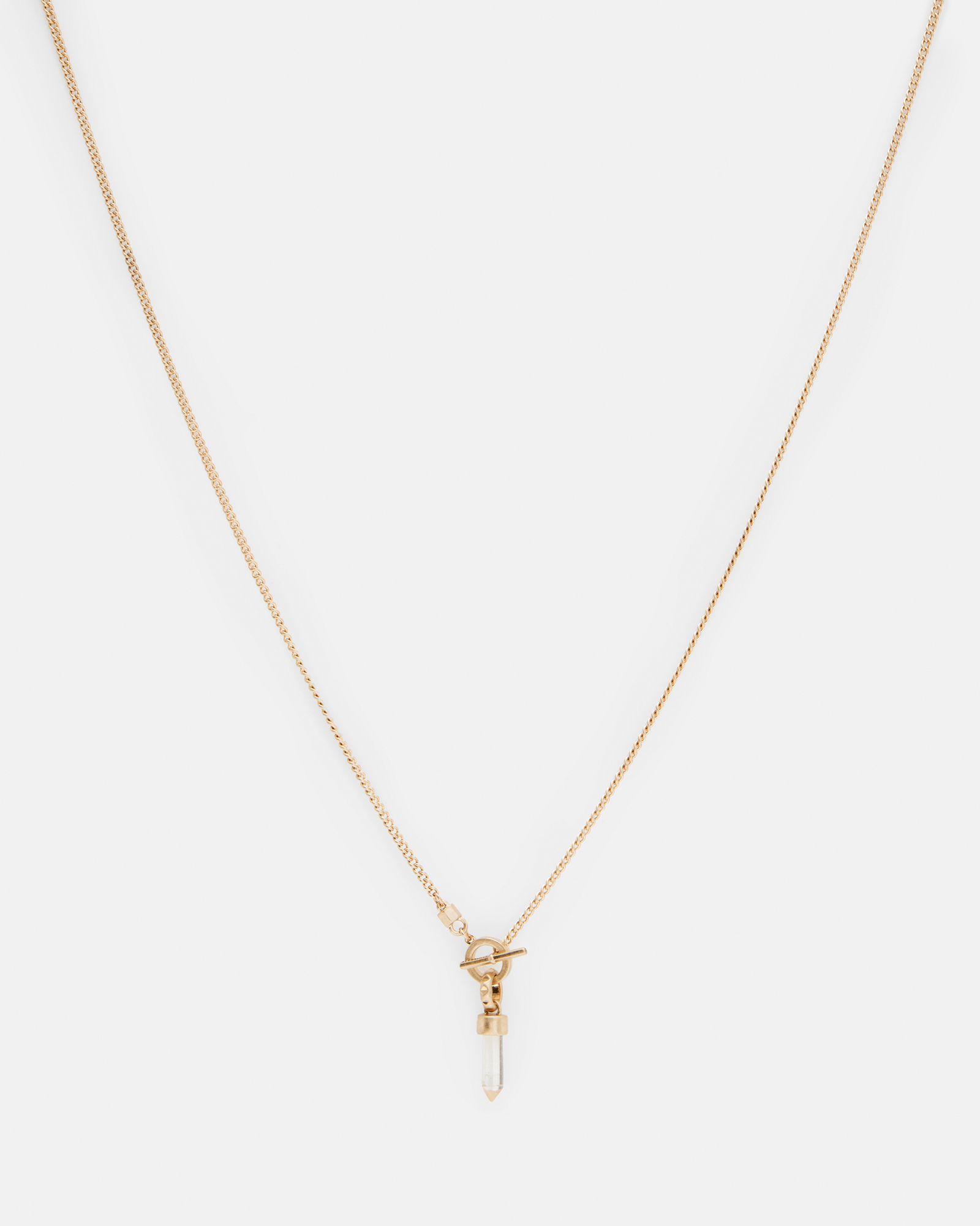 AllSaints Eryka Long Gold Tone Pendant Necklace