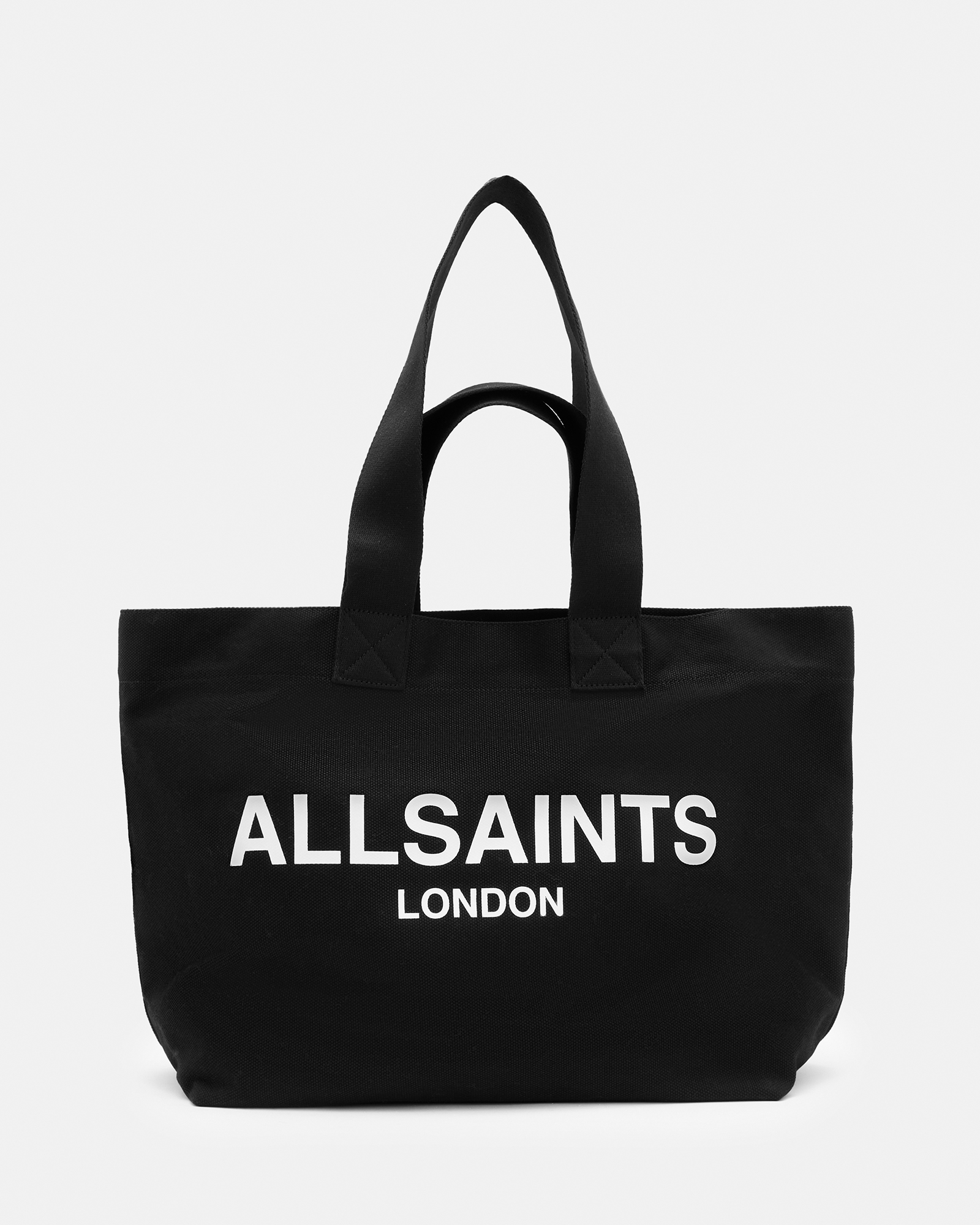 Allsaints Ali Logo Canvas Tote Bag In Black