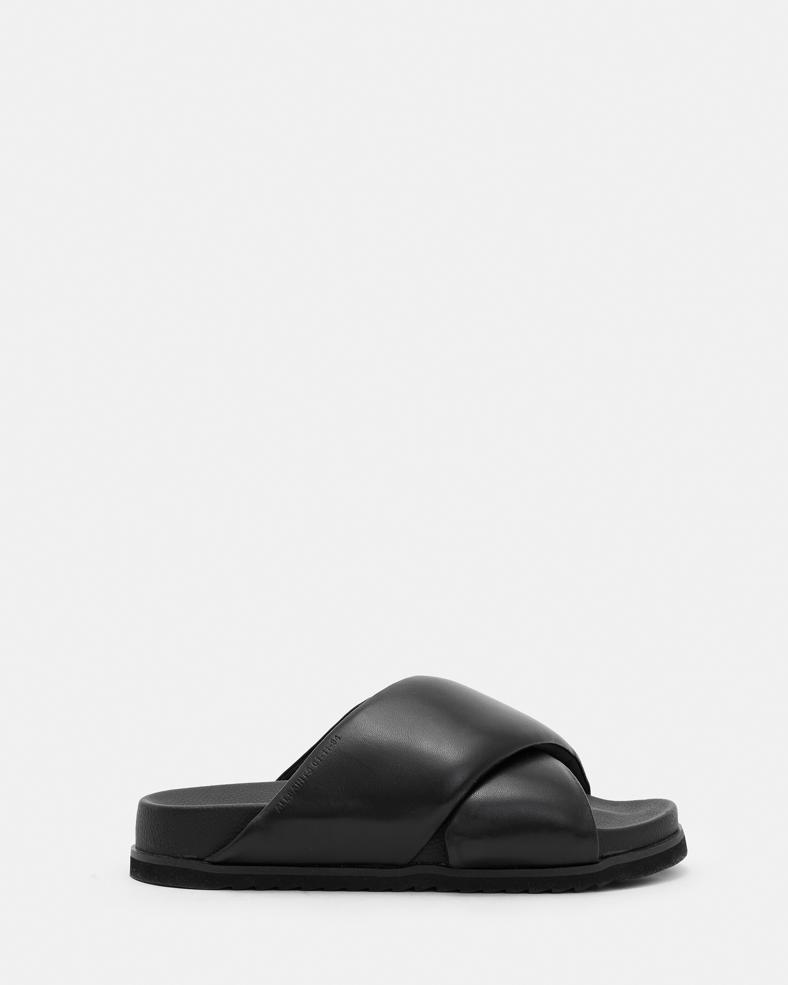 AllSaints Saki Leather Crossover Sandals,, Black