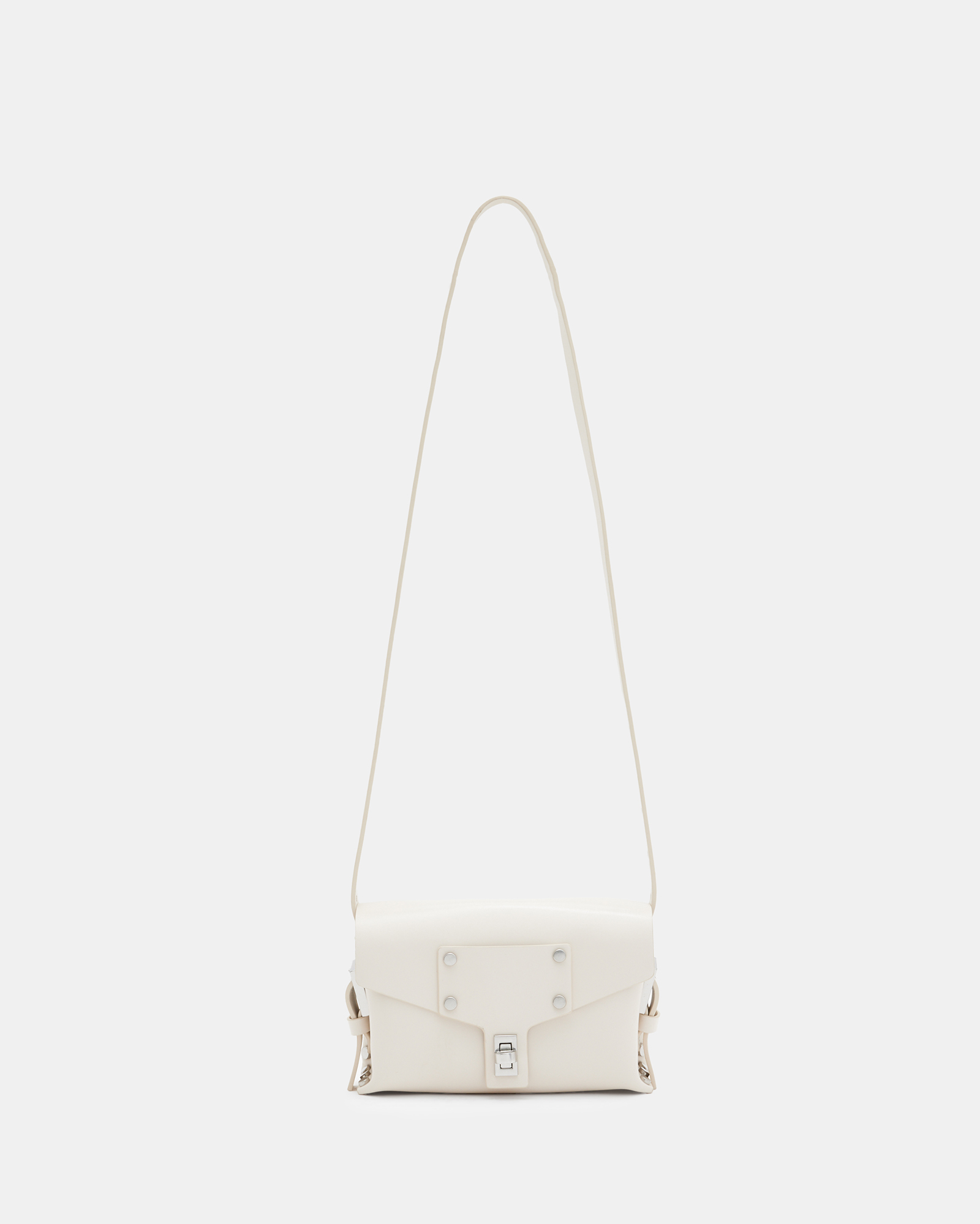 Shop Allsaints Miro Mini Leather Crossbody Bag In Desert White