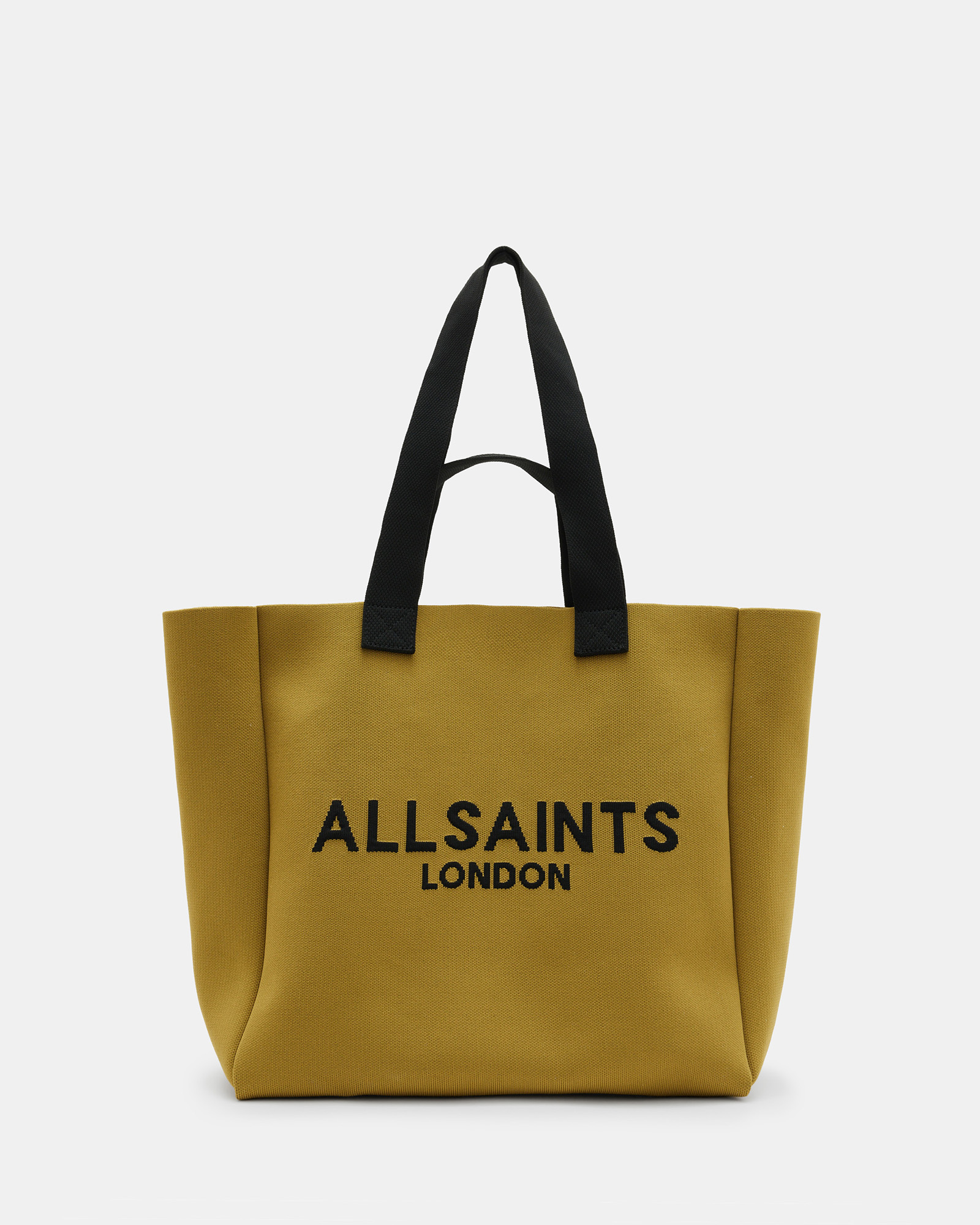 AllSaints Izzy Logo Print Knitted Tote Bag,, SAP GREEN