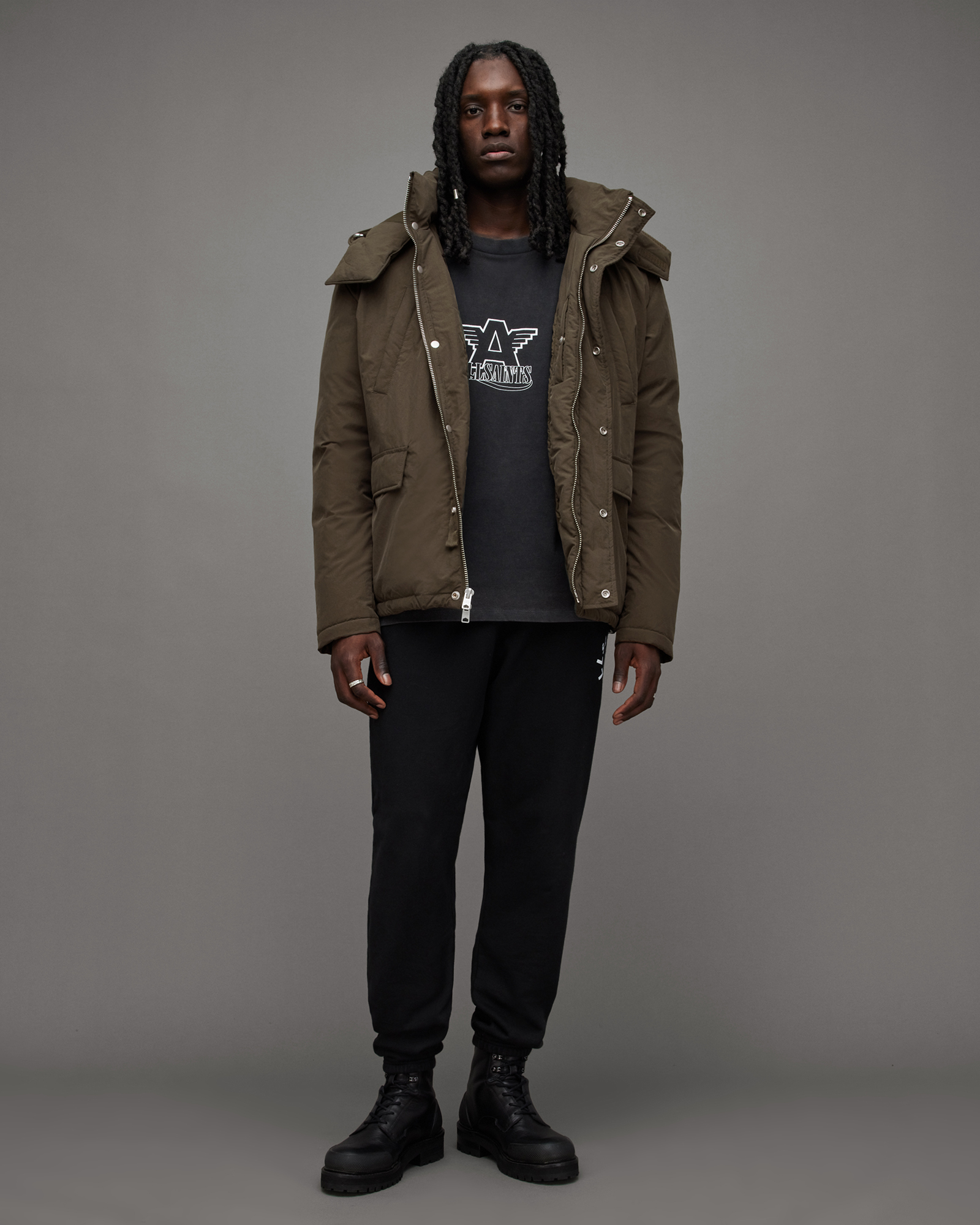 AllSaints Chalk Hooded Relaxed Fit Jacket